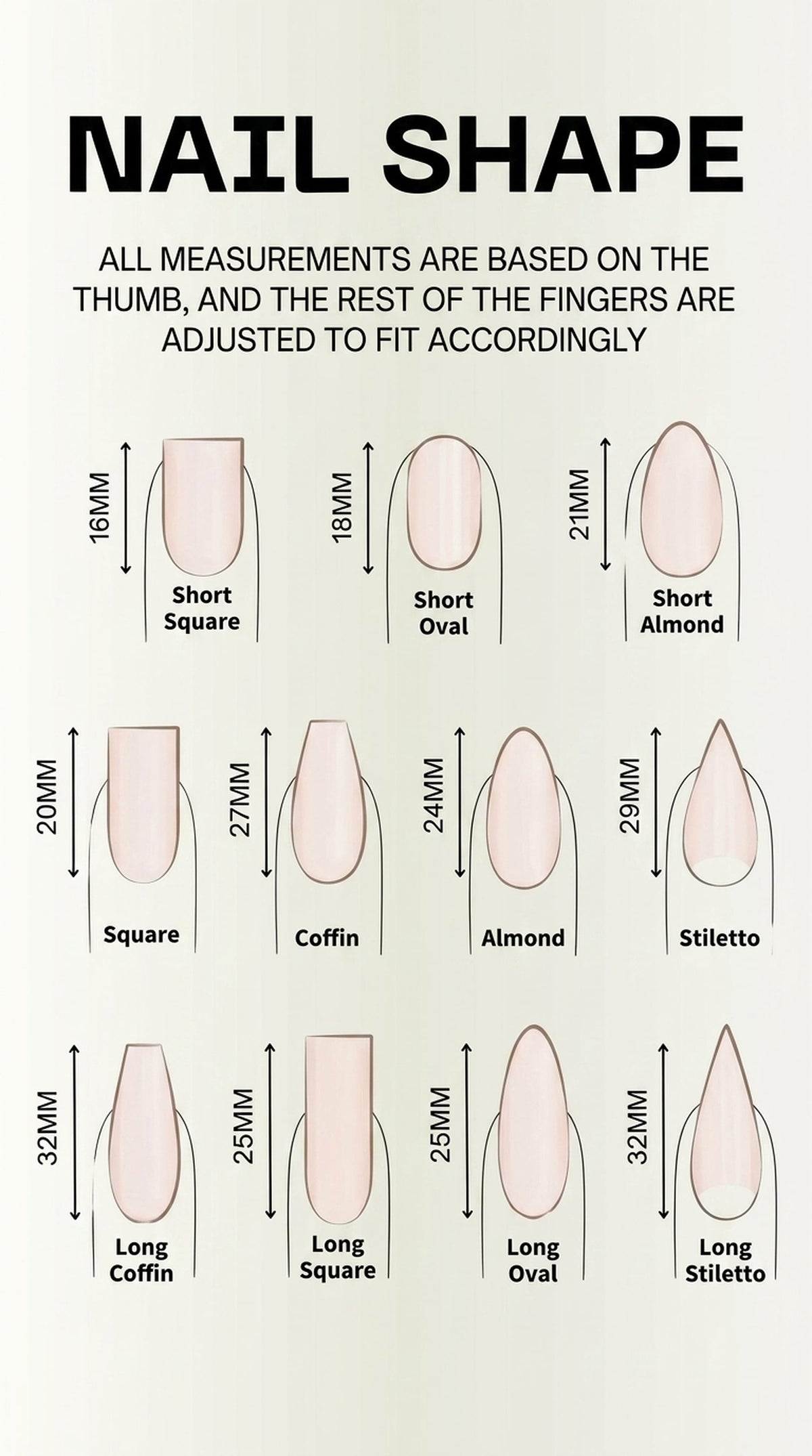 Short Almond Press-On Nails: 12 Sizes, Hand-Painted Sets by Muoi