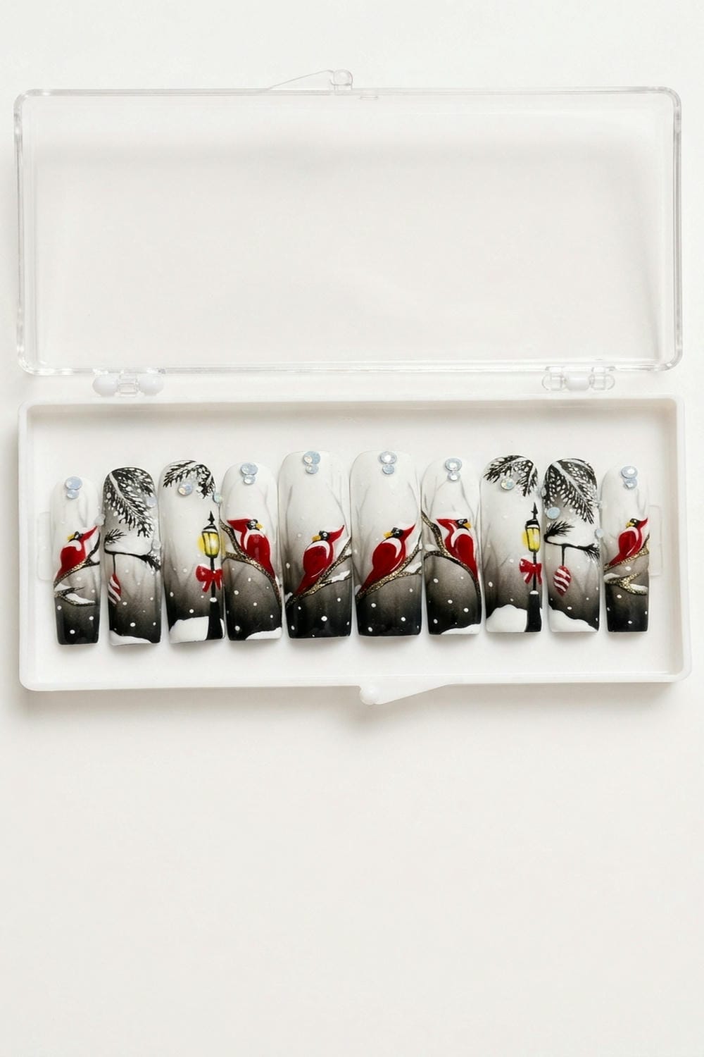 Winter Bird Snow Scene Press-On Nails
