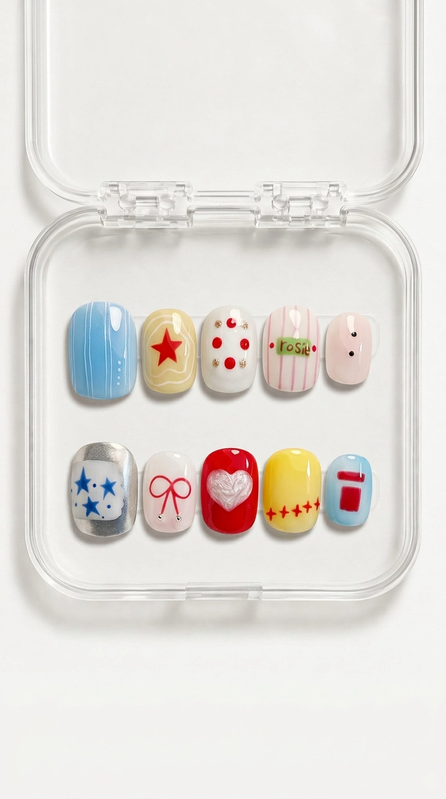 Color Mix Cute Short Press-On Nails