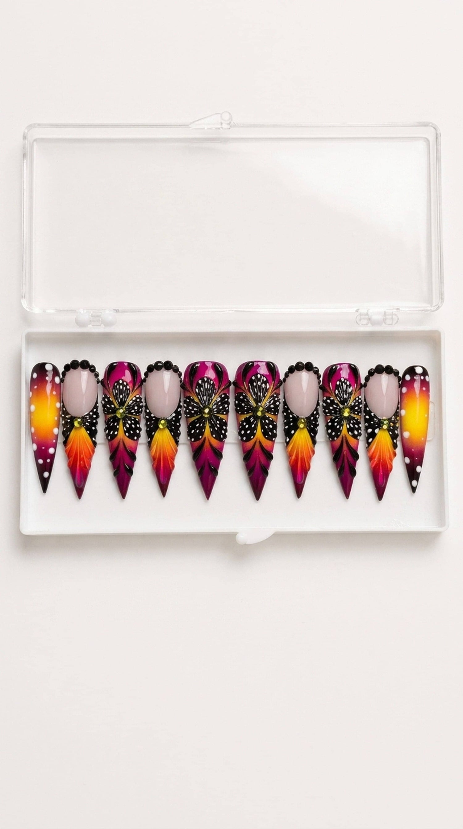 Neon Swirl Stiletto Press-On Nails