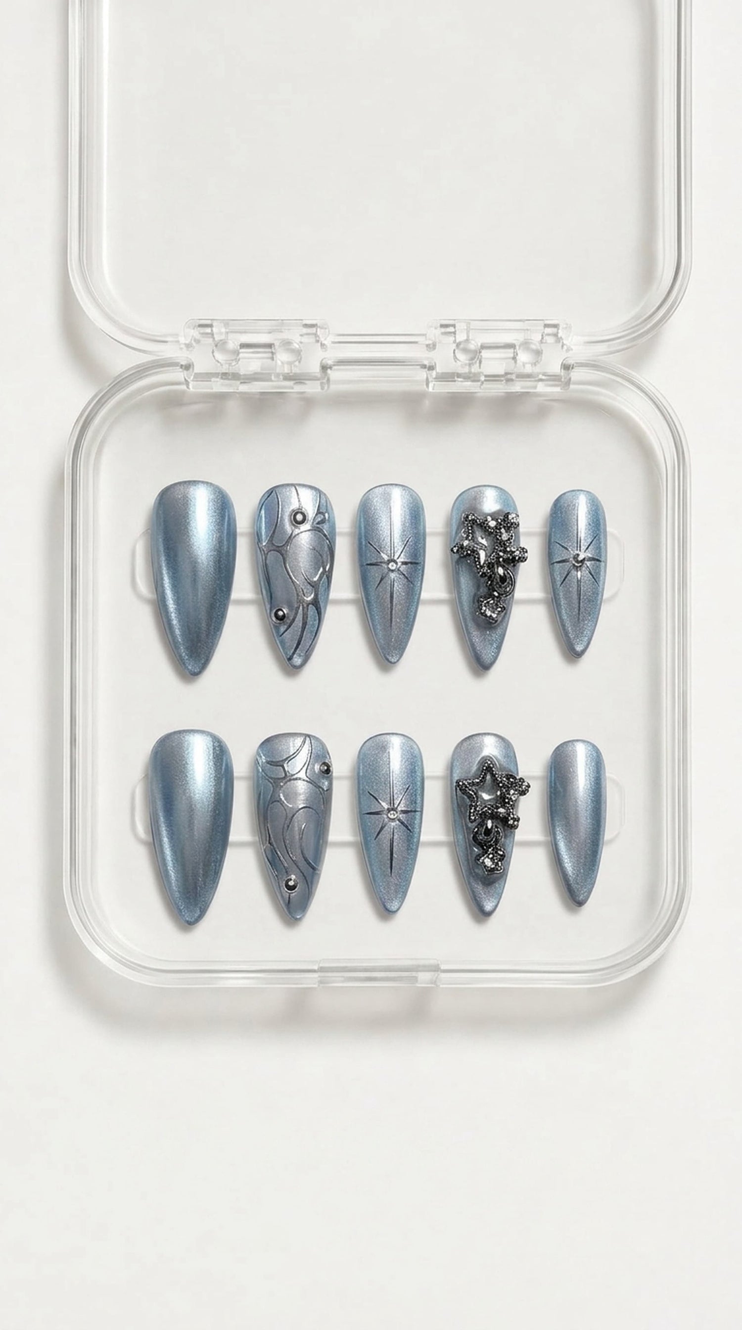 Silver Star Charm Nails