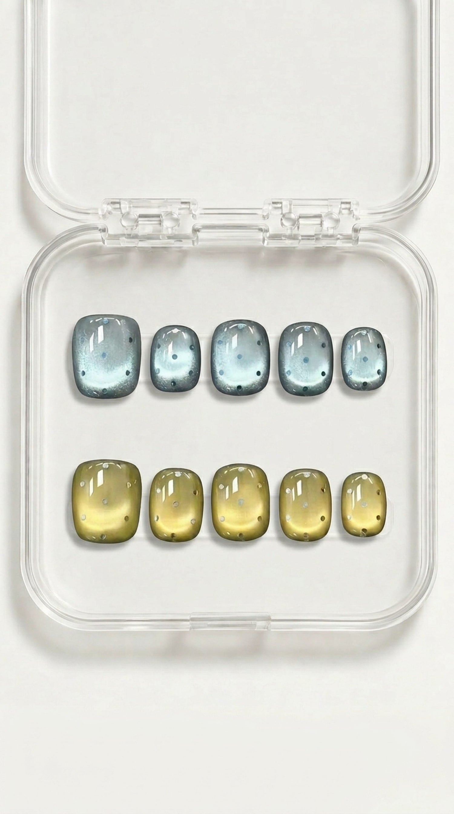 Blue Gold Cat Eye Short Press-On Nails