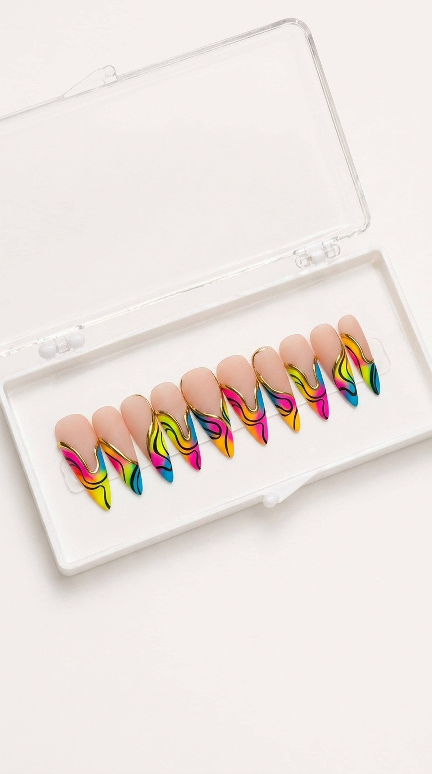 Neon Swirl Stiletto Press-On Nails