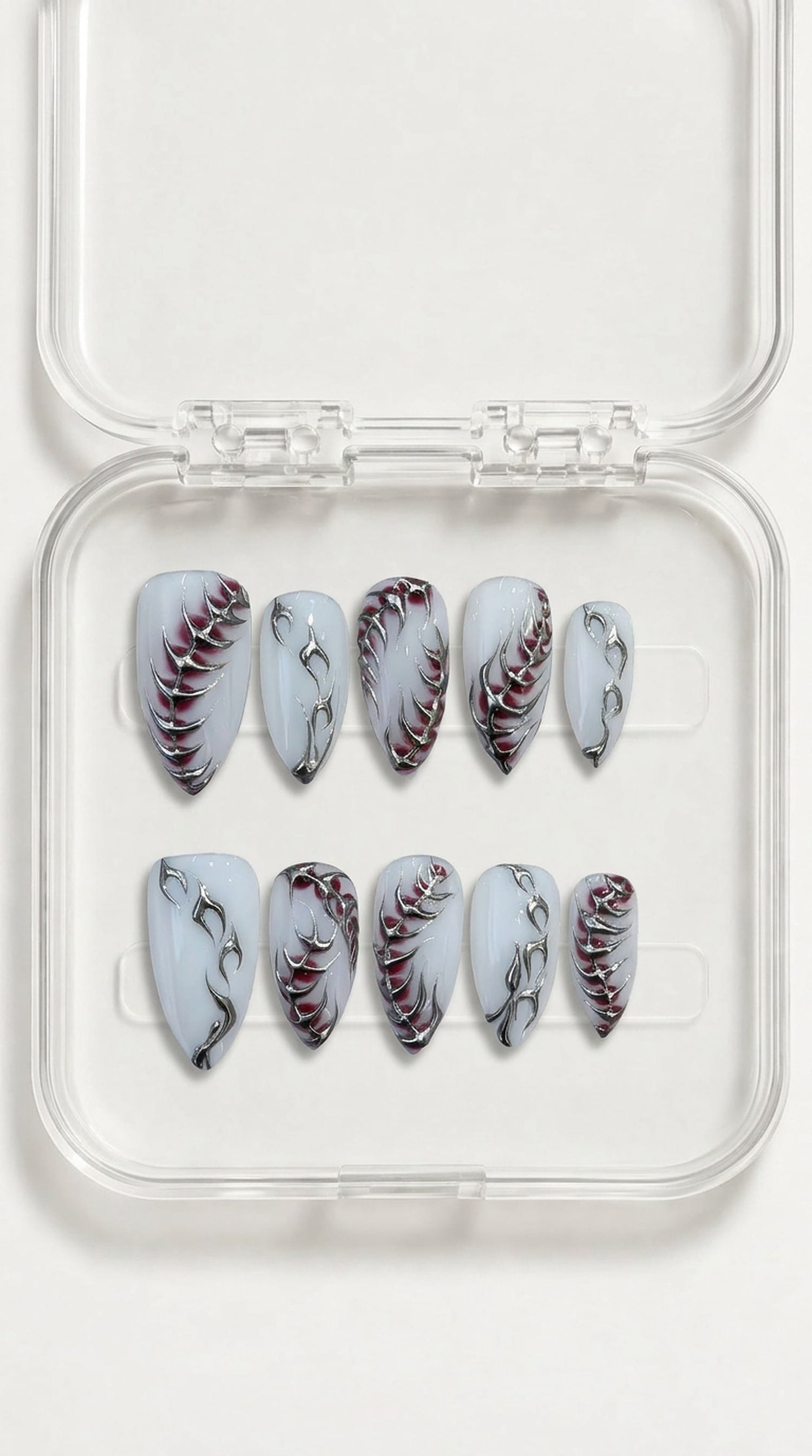 Crimson Tribal Y2K Nails