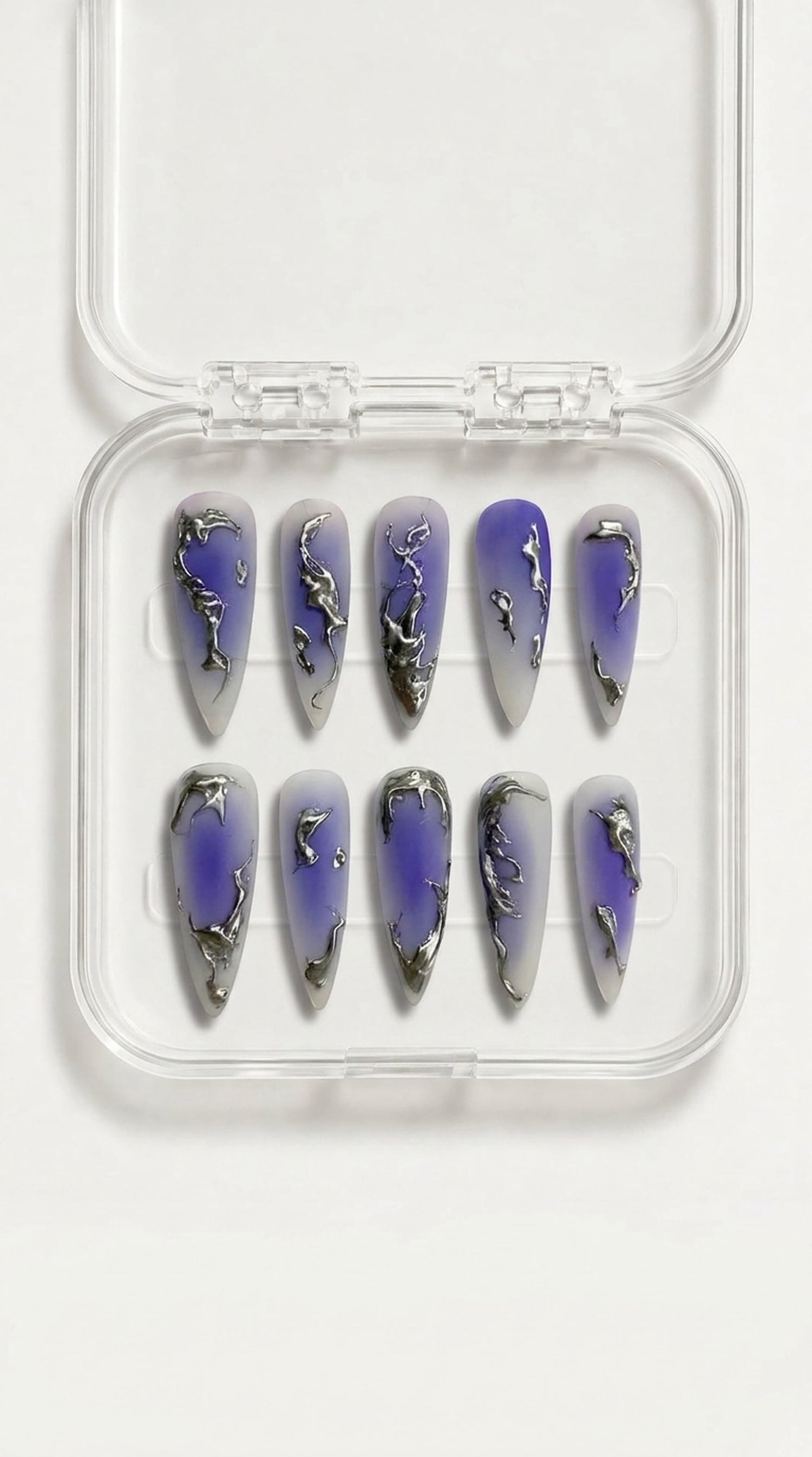 Lavender Chrome Flame Press-On Nails