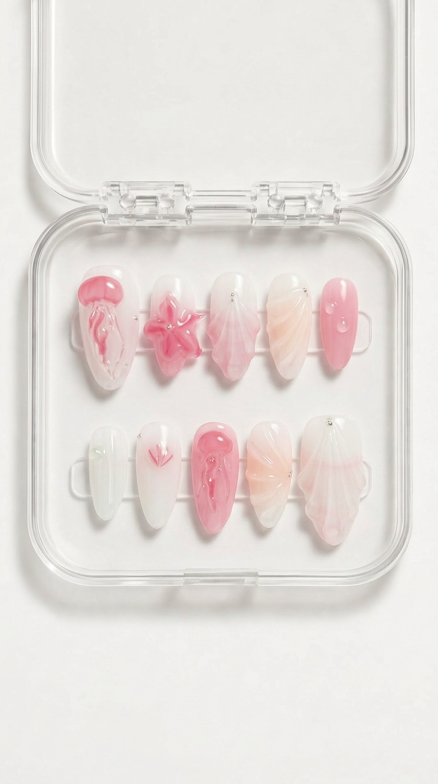 Pink Jellyfish Shell Press-On Nails