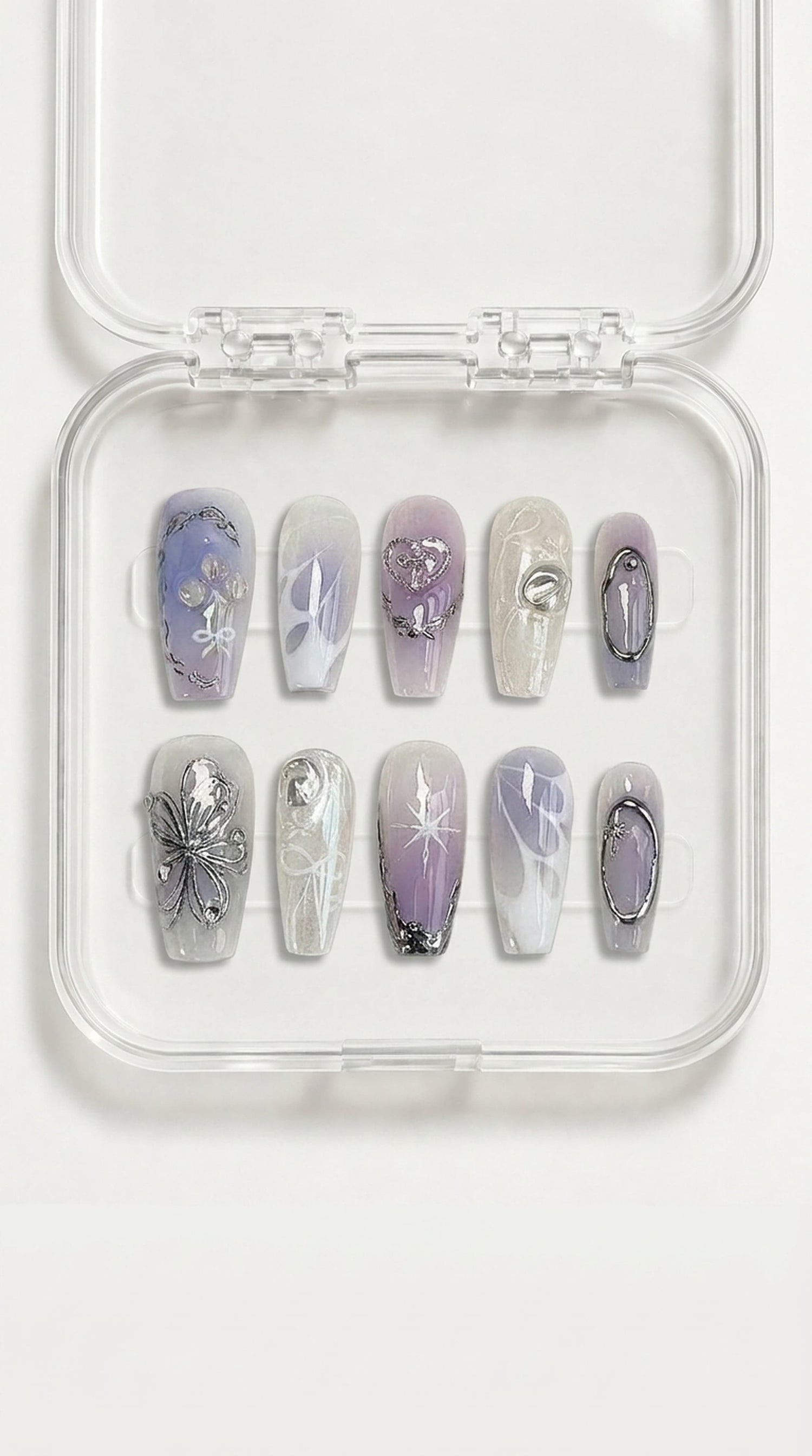 Soft Lilac Floral Aura Nails