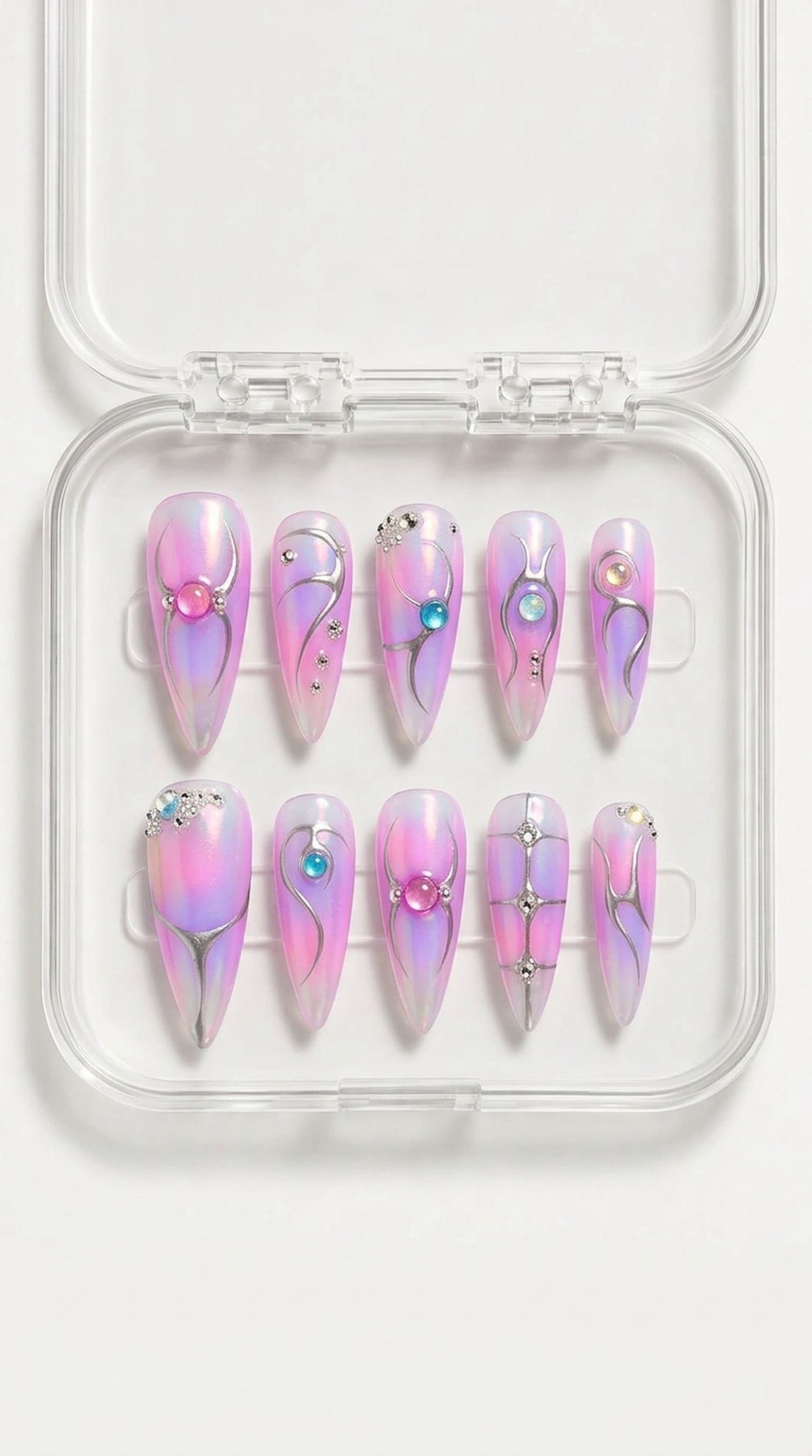 Lavender Aura Chrome Nails