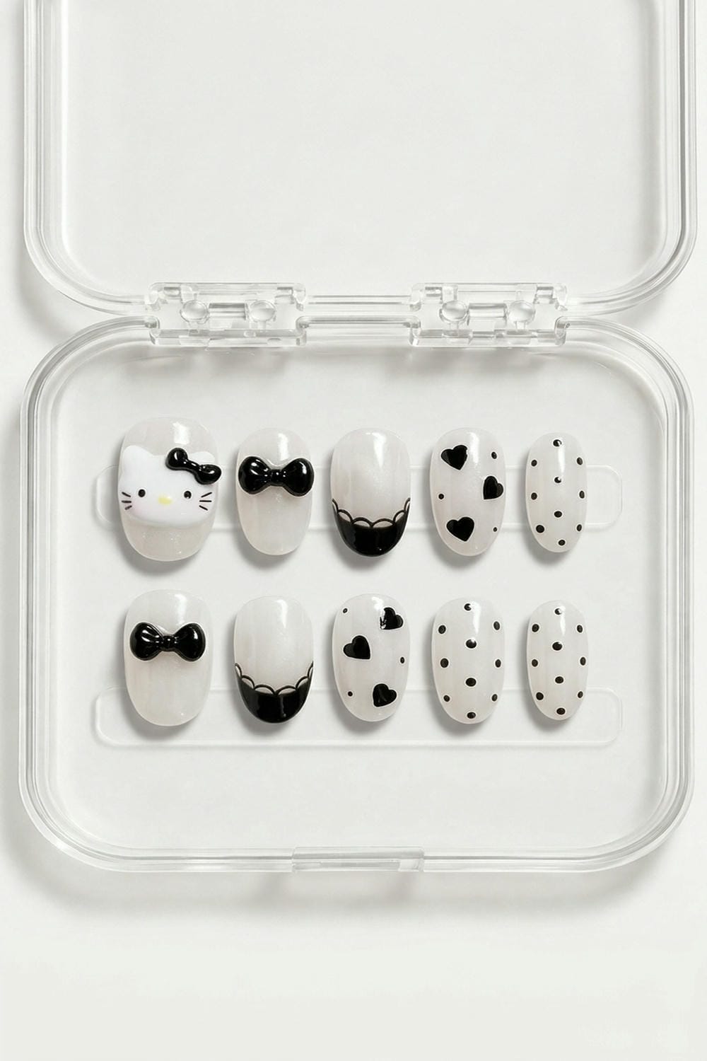 Black White Kitty Press-On Nails
