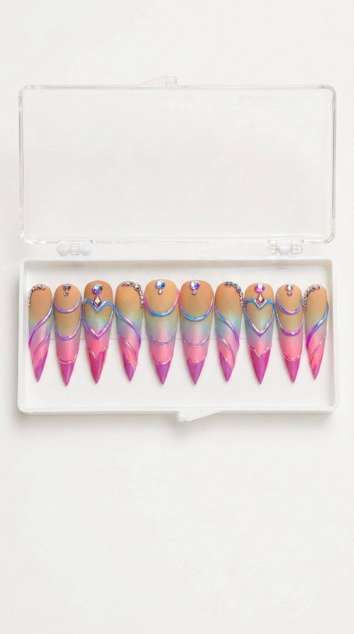 Pastel Heart Aura Stiletto Press-On Nails