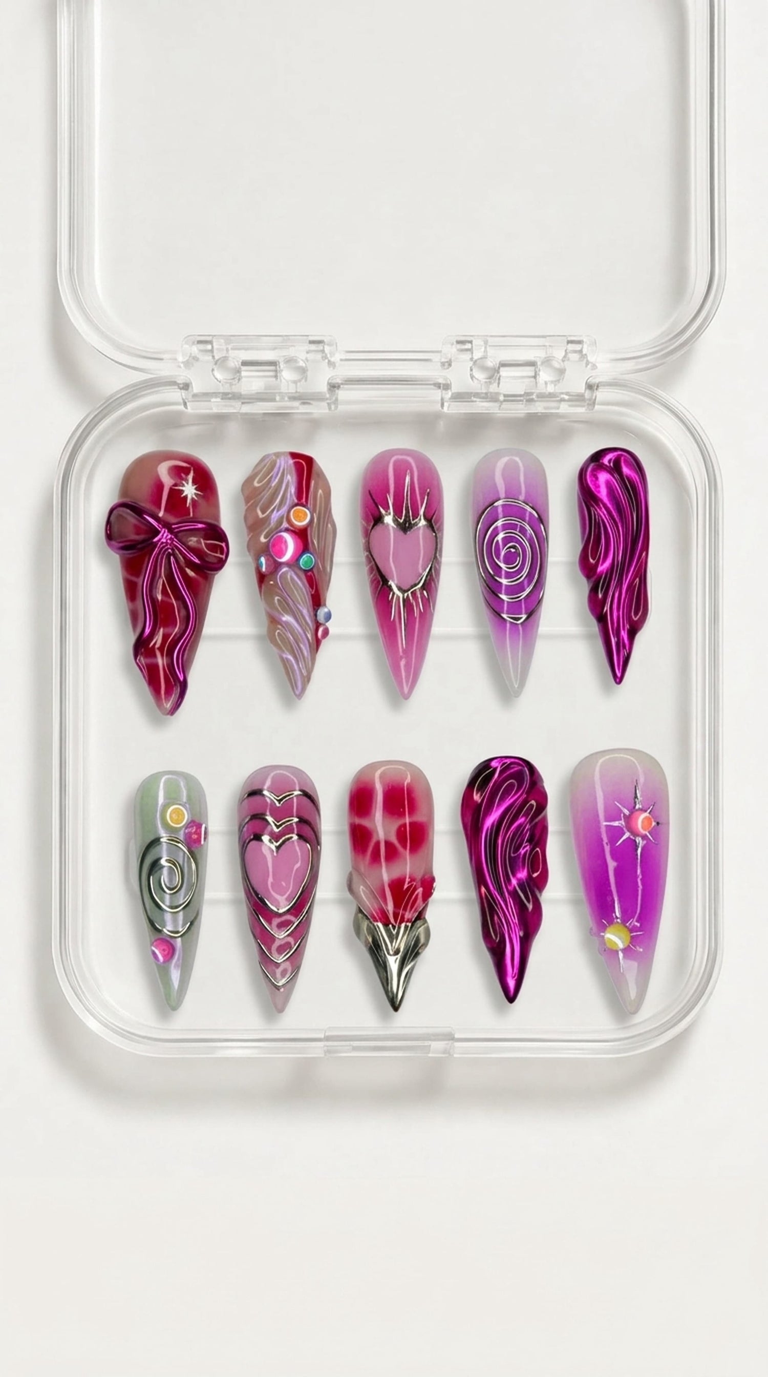 Pink Smoke Aura Nails