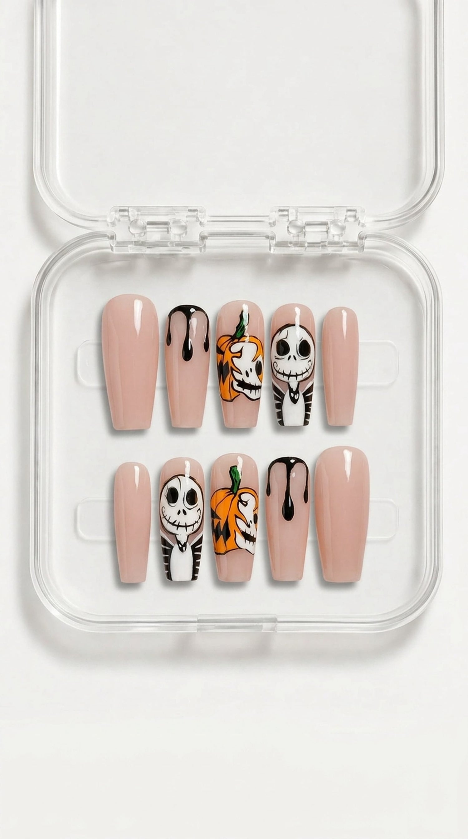 Pumpkin Skull Halloween Press On Nails