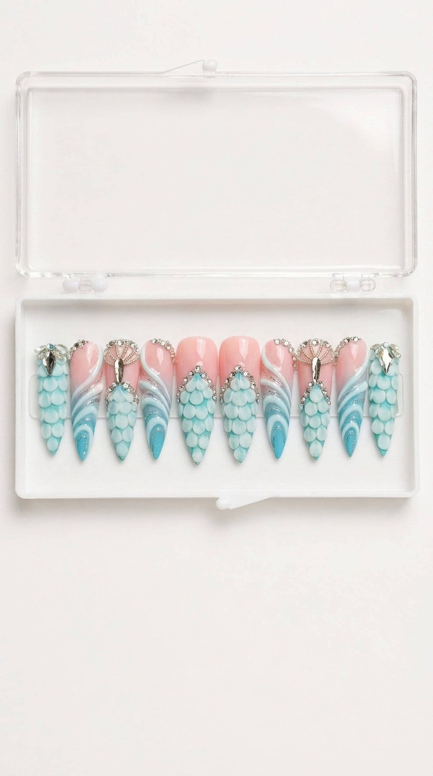 Mermaid Scale Glam Stiletto Press-On Nails