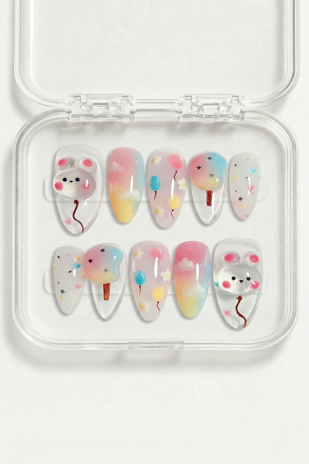 Kawaii Balloon Bear Press-On Nails