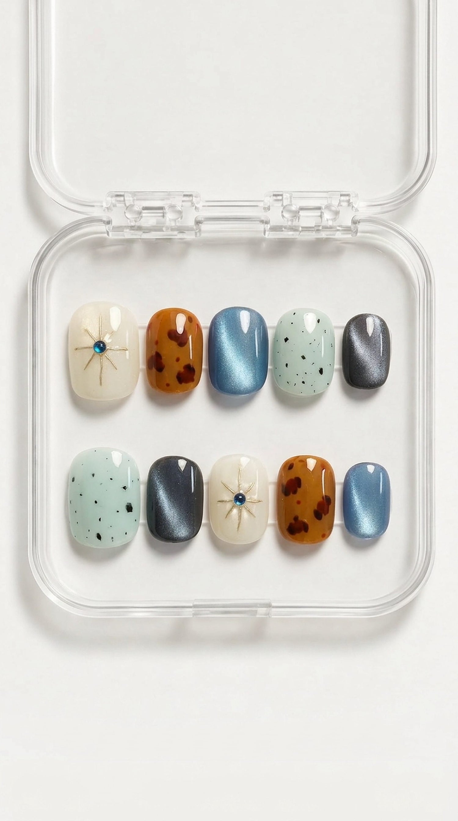 Blue Leopard Cat Eye Press-On Nails
