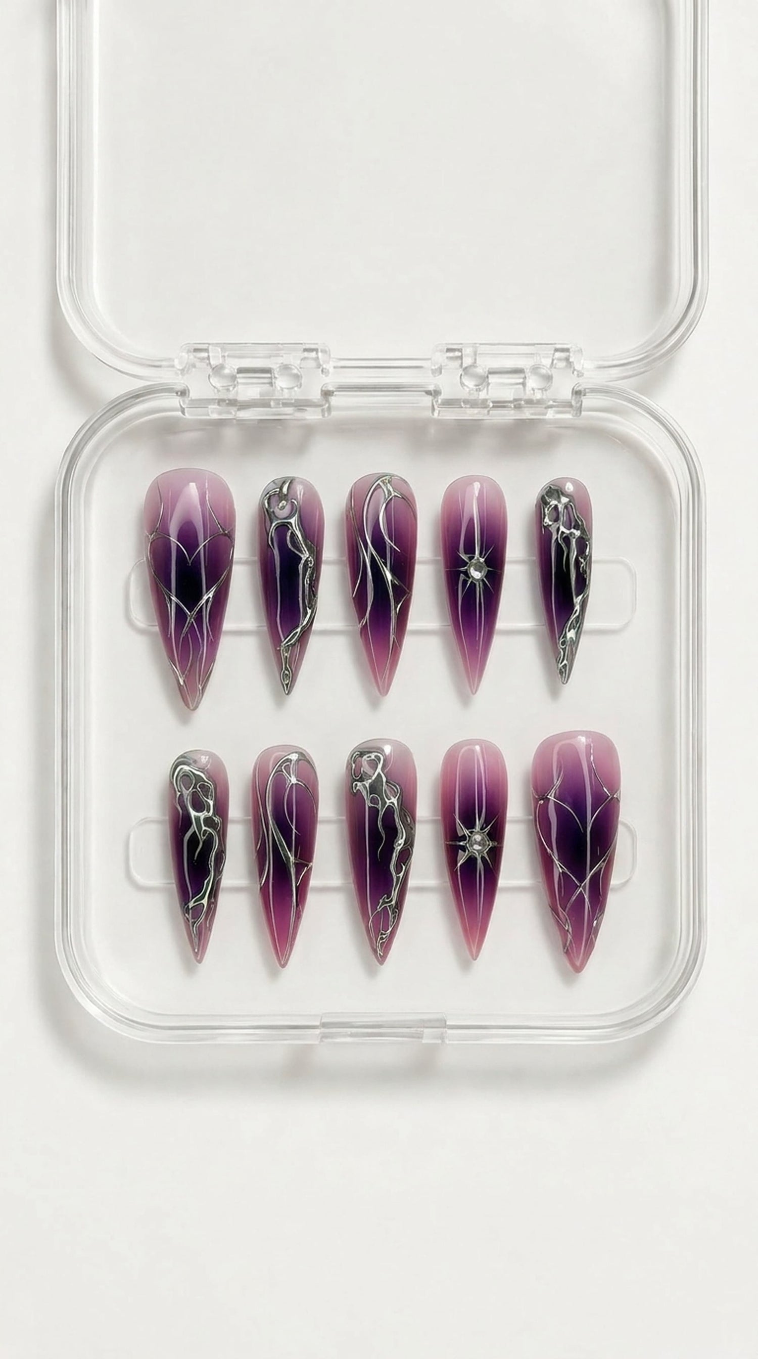 Violet Chrome Aura Y2K Nails