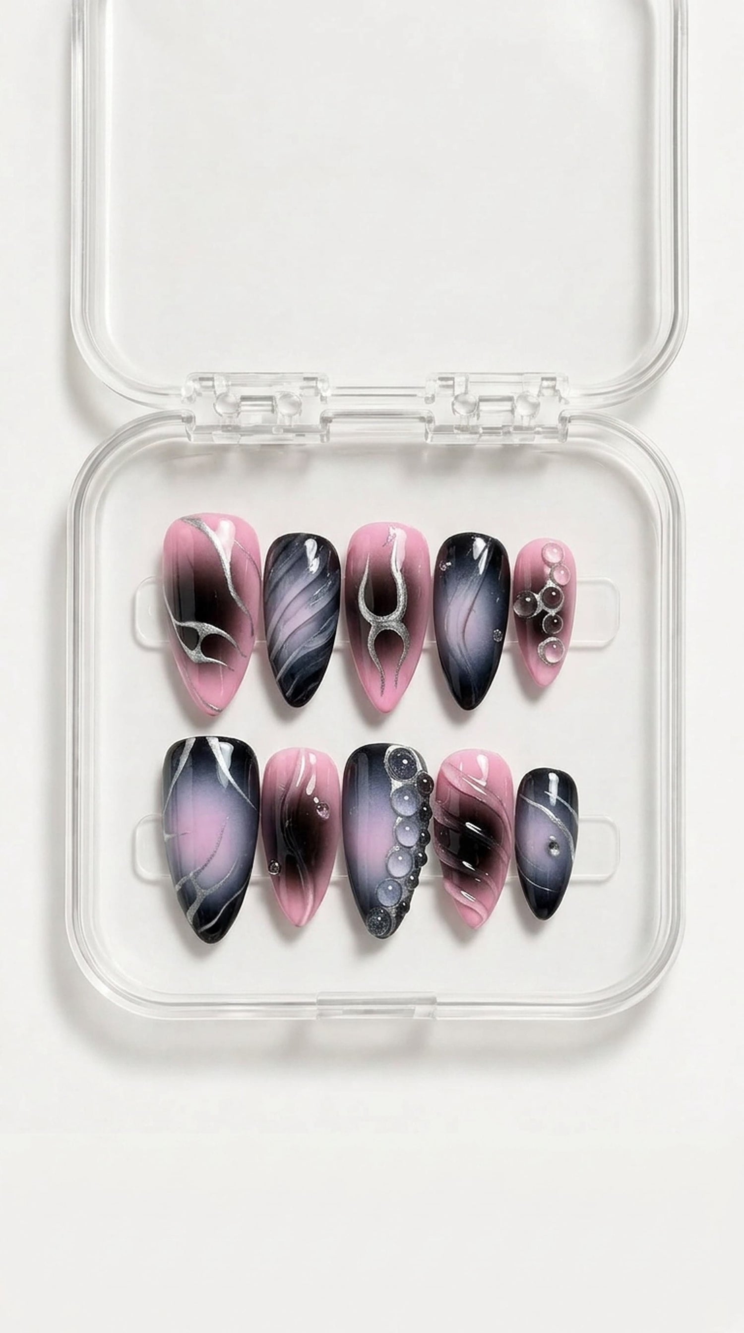 Soft Pink Chrome Aura Nails