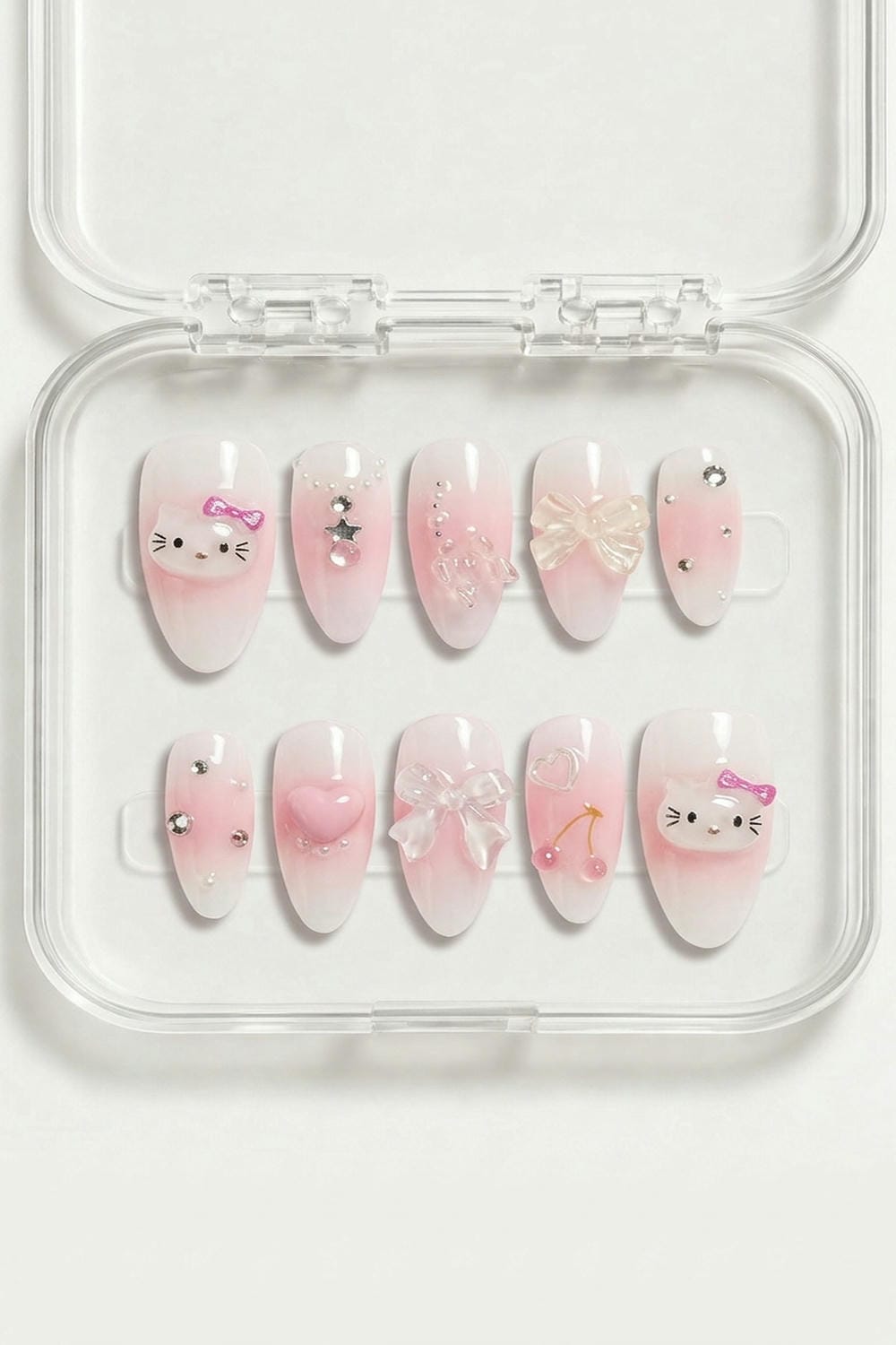 Pink Bow Kitty Cute Press-On Nails