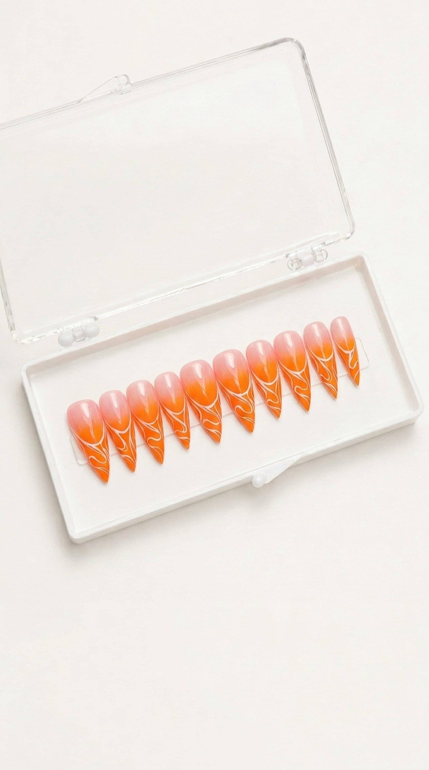 Orange Flame Ombre Stiletto Nails
