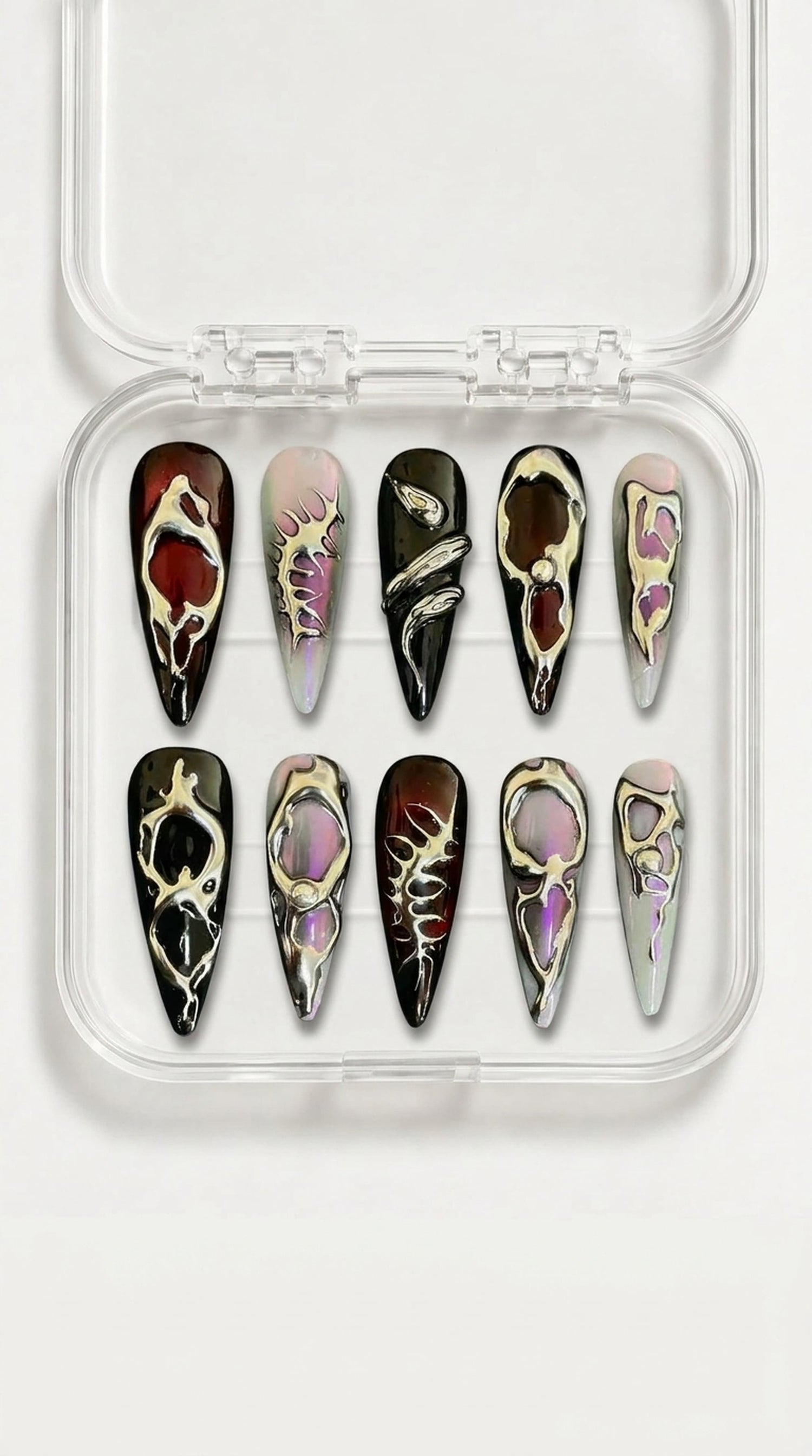 Molten Chrome Abstract Nails