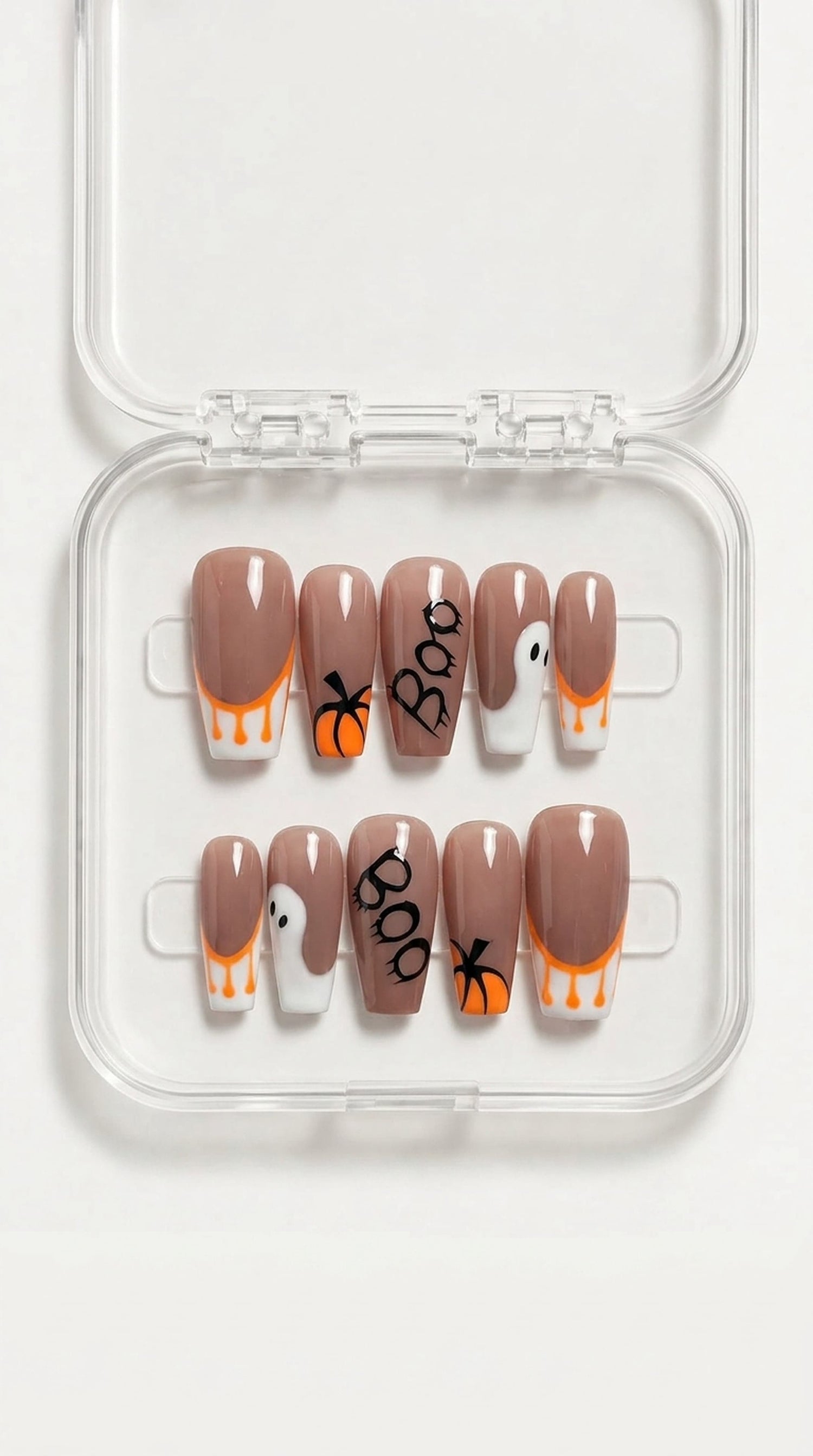 Boo Pumpkin Halloween Press-On Nails