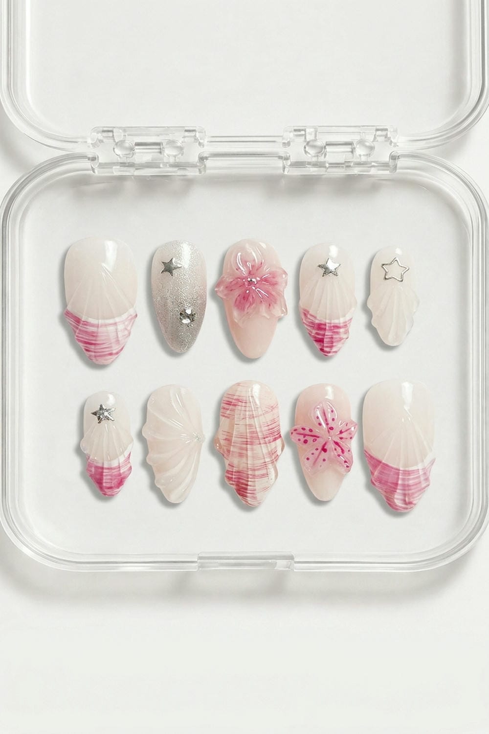 Pastel Pink Shell Gradient Press-On Nails