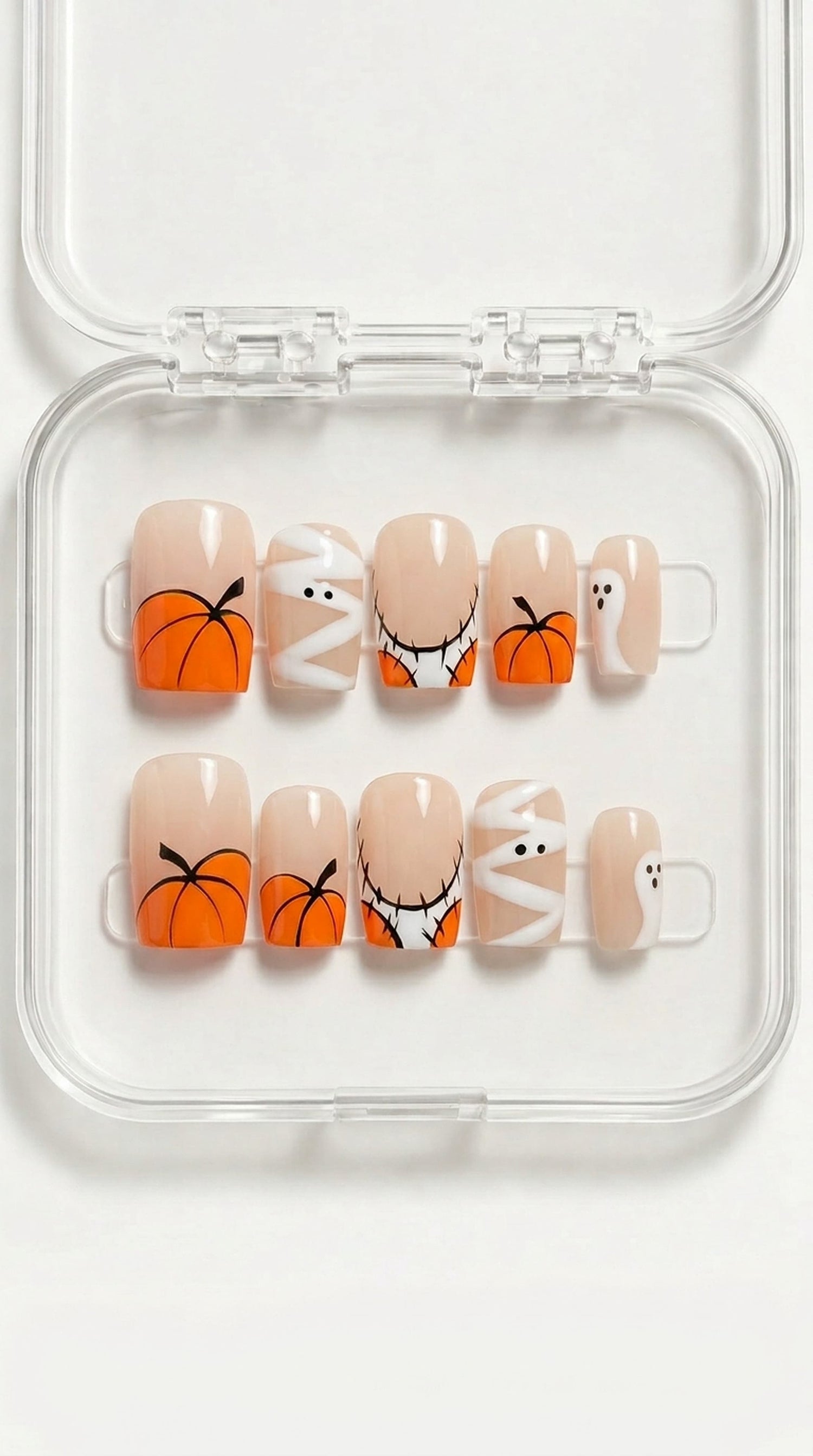 Nude Halloween Boo Press On Nails