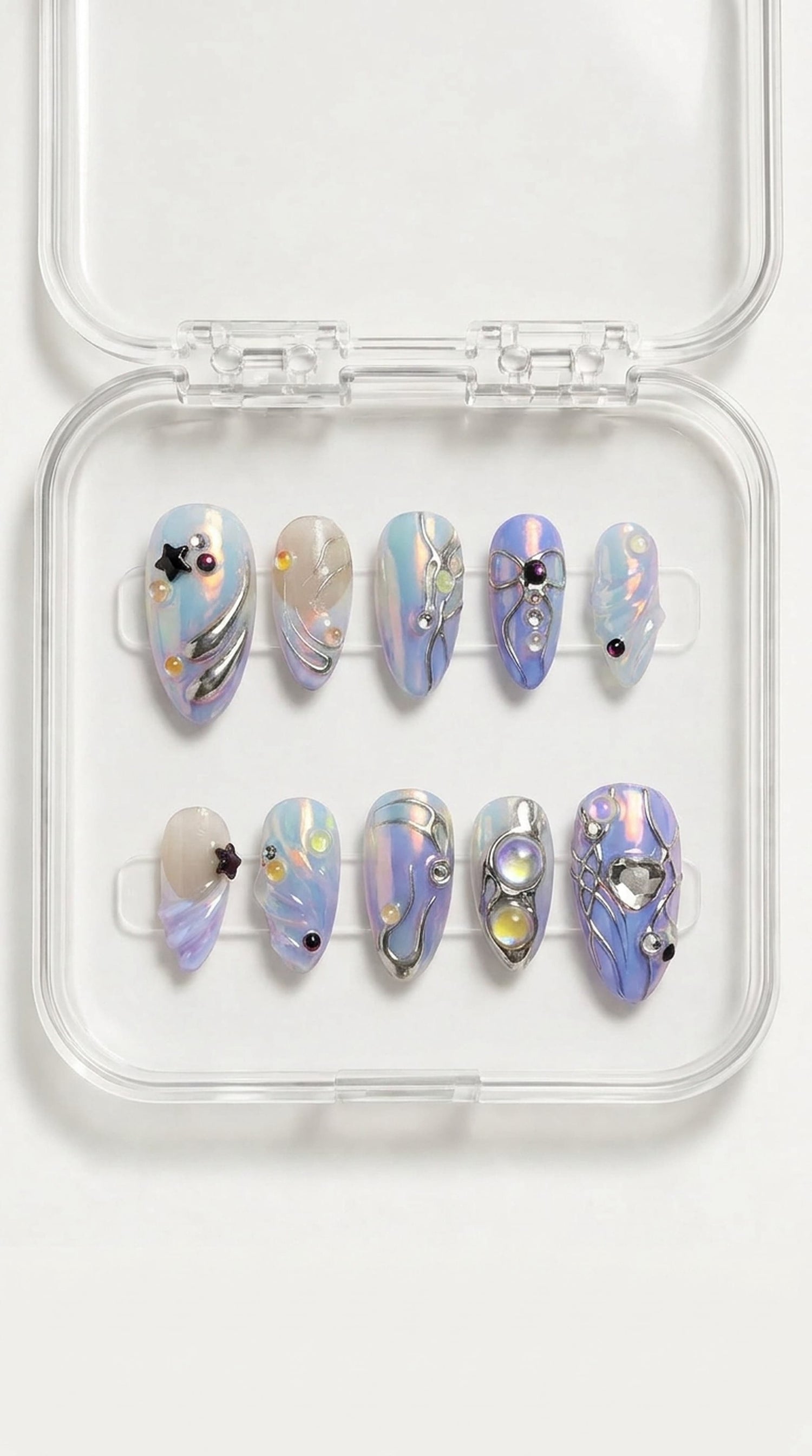 Pastel Galaxy Pearl Nails