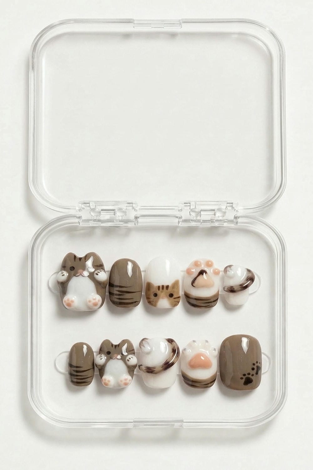 Brown Cat Paw 3D Press-On Nails