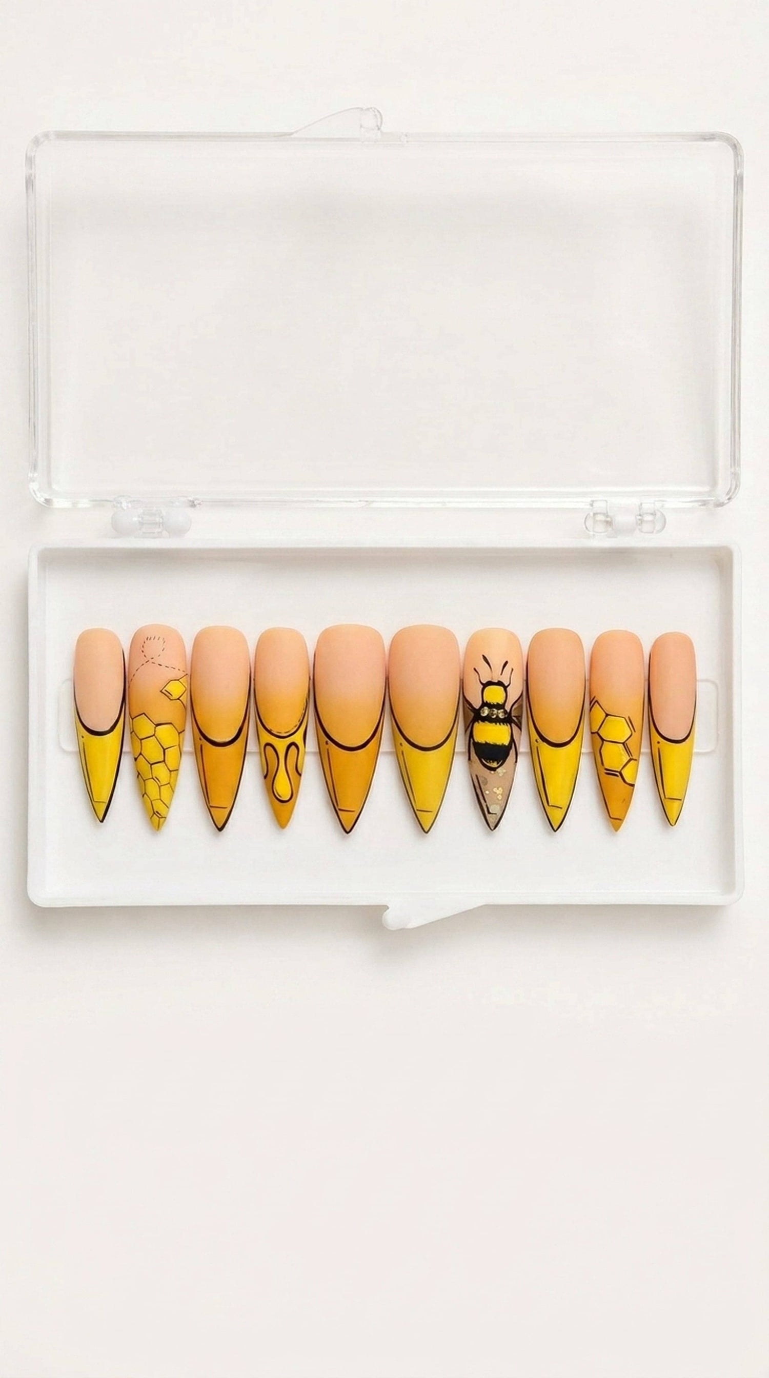 Yellow Bee Stiletto Press-On Nails