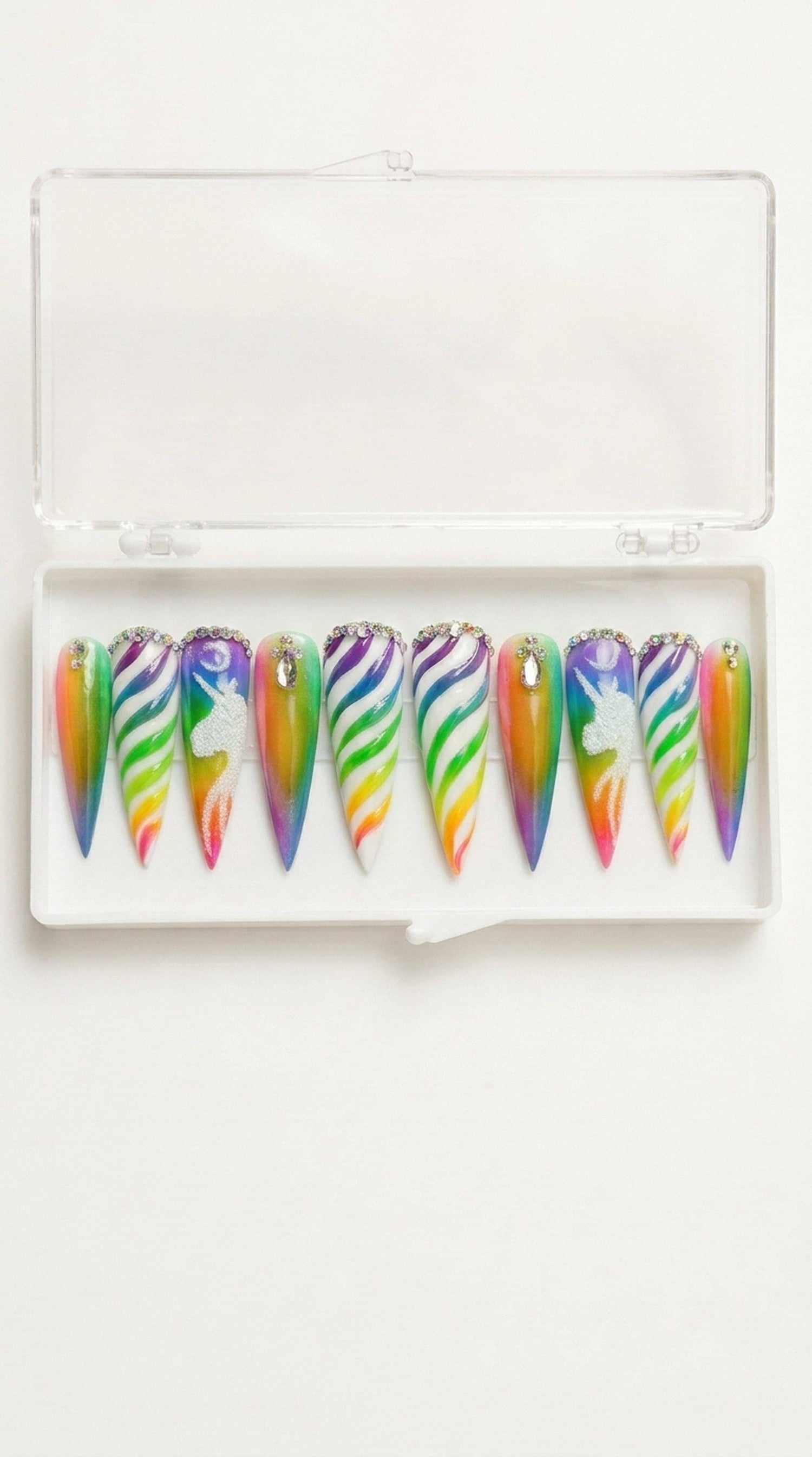 Rainbow Unicorn Stiletto Press-On Nails