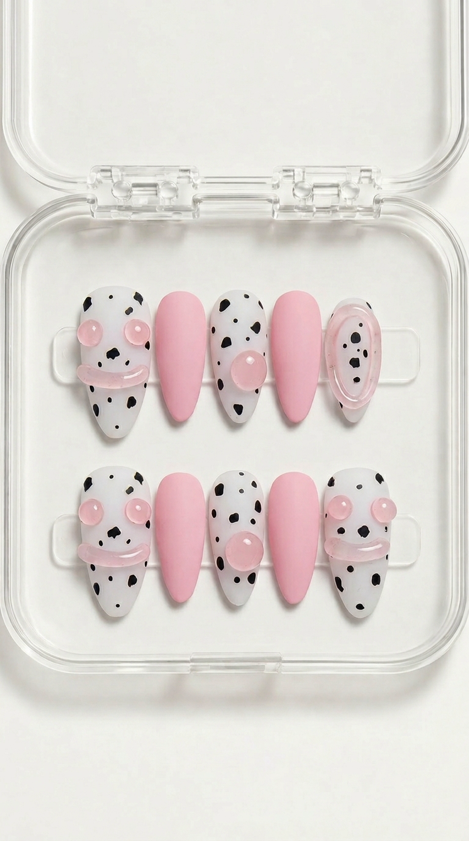 Cute Cow Print Pink Press-On Nails