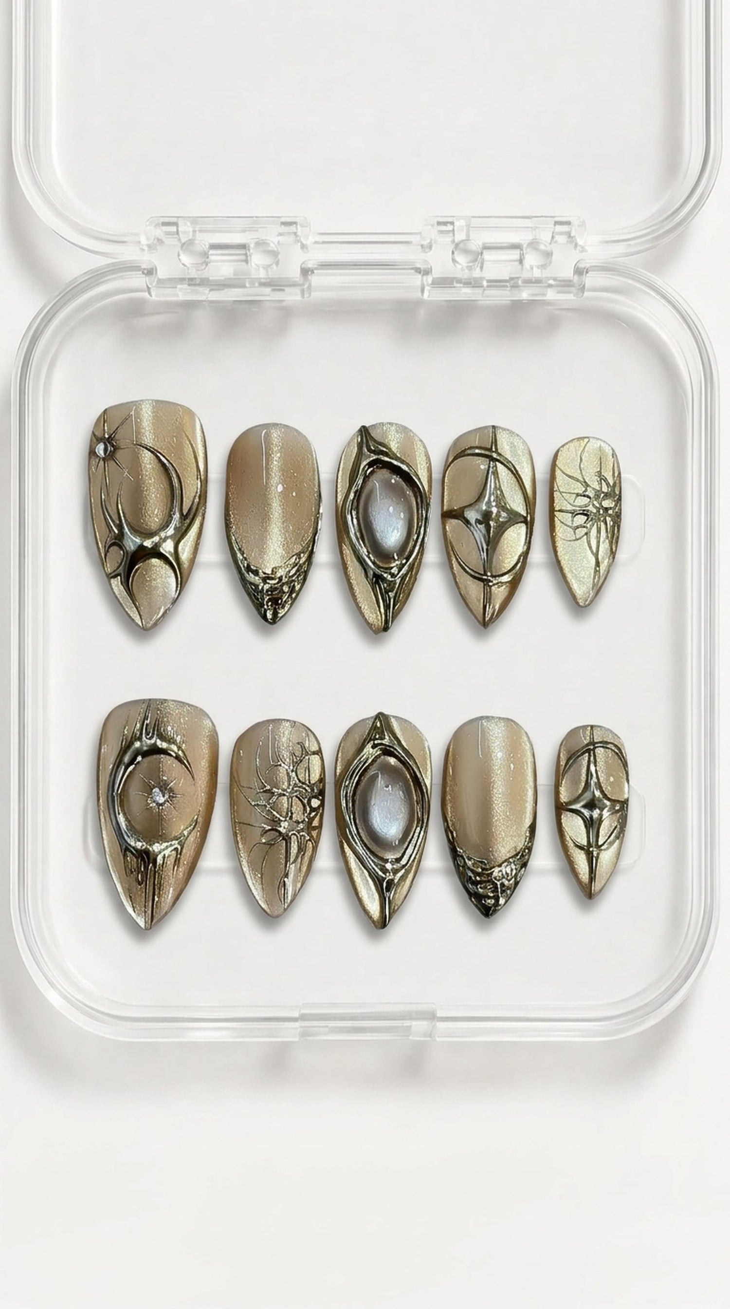 Gold Celestial Chrome Nails
