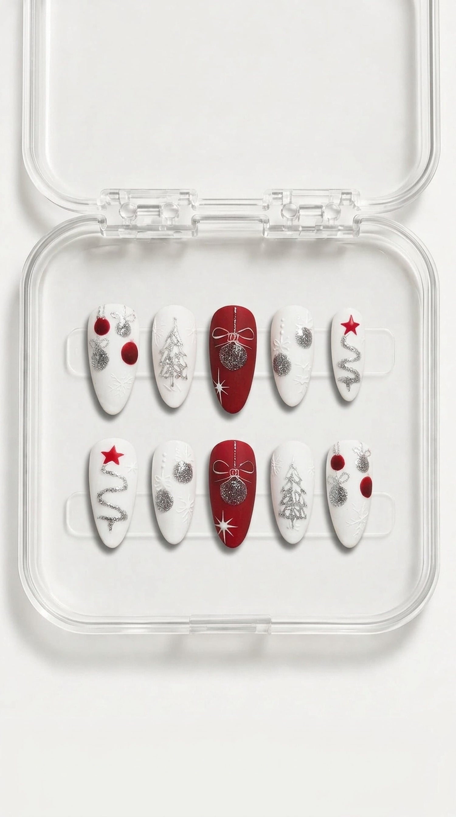 Red Gnome Christmas Coffin Press-On Nails