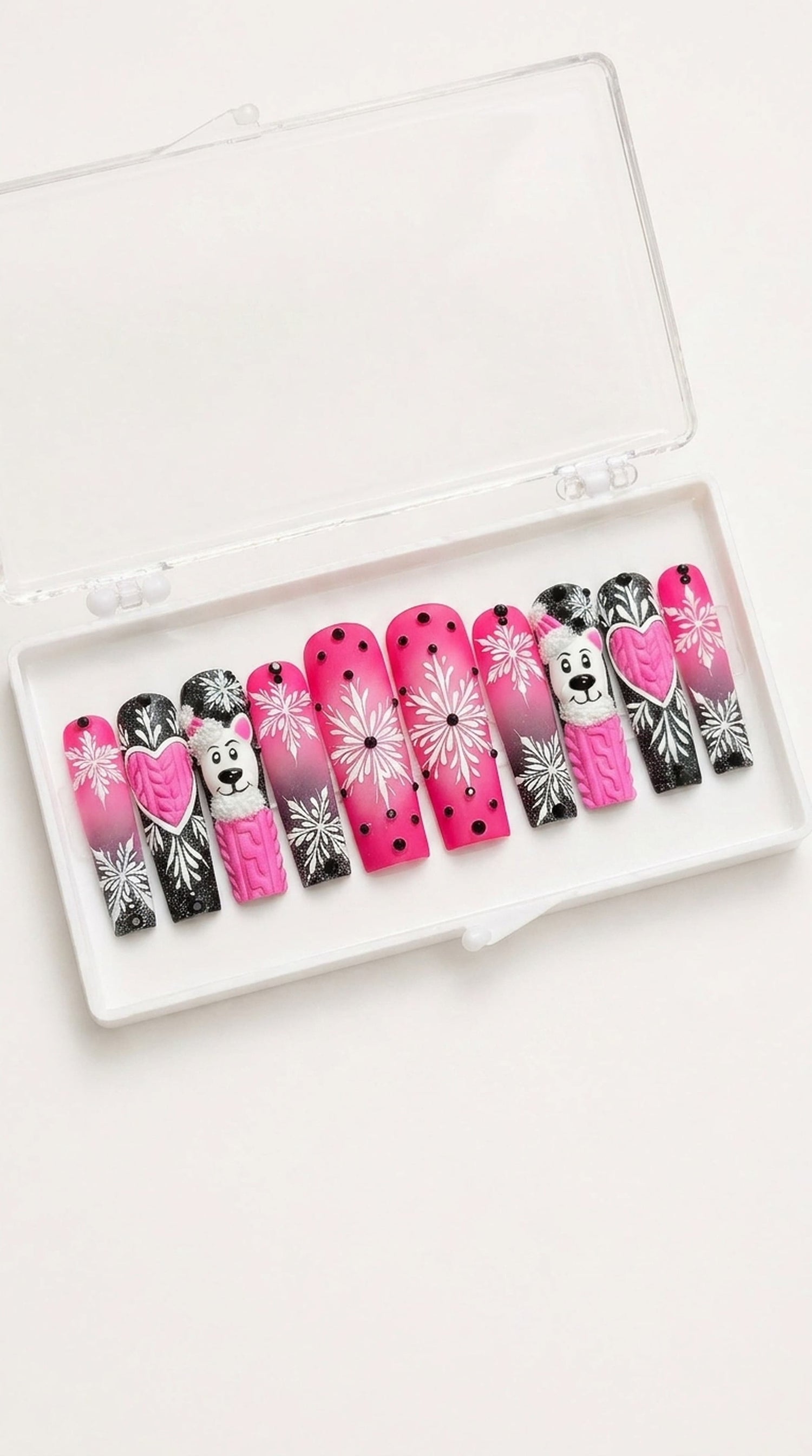 Pink Minnie Comic Winter Press-On Nails
