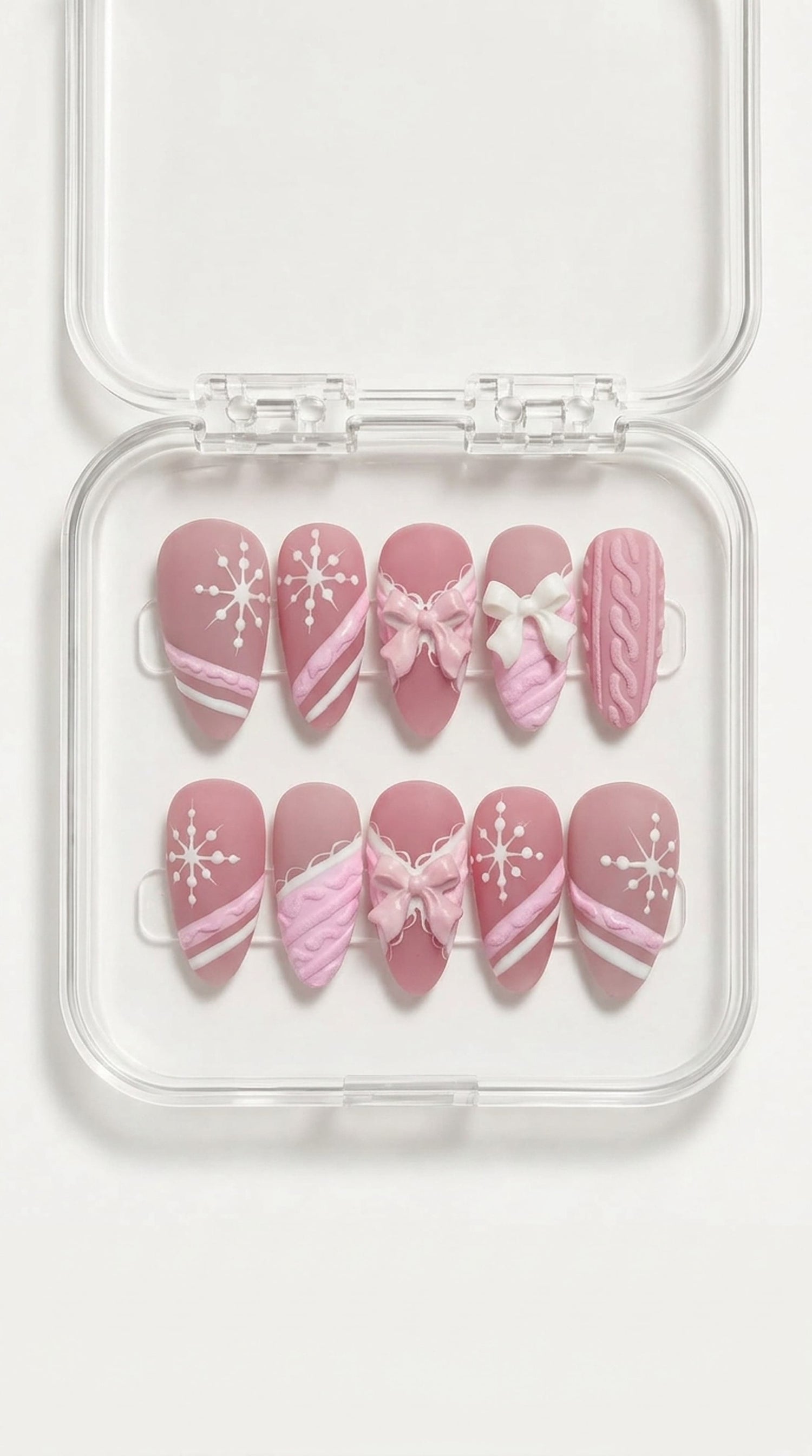 Pink Winter Penguin Coffin Nail Set