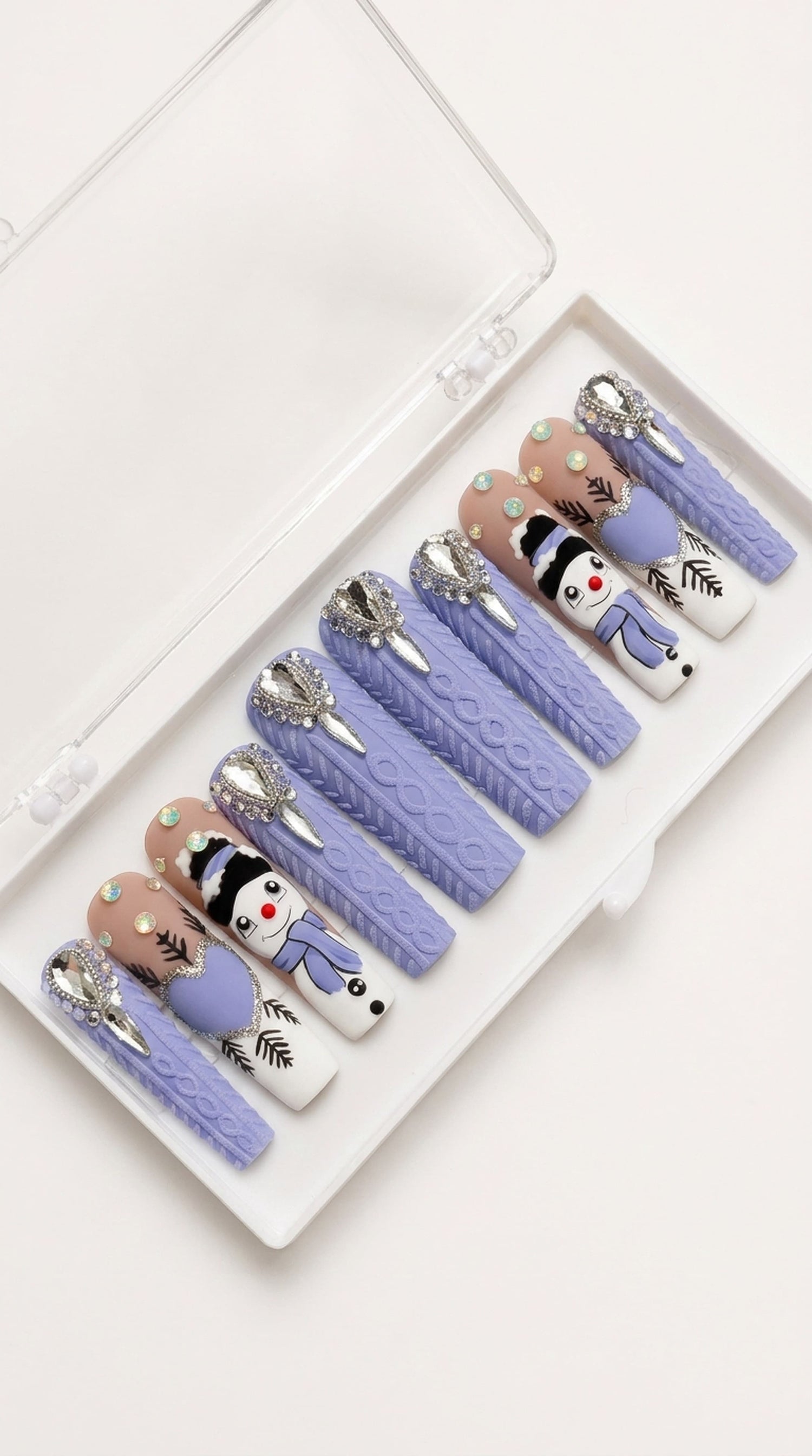 Lavender Snowman Sweater Coffin Nails