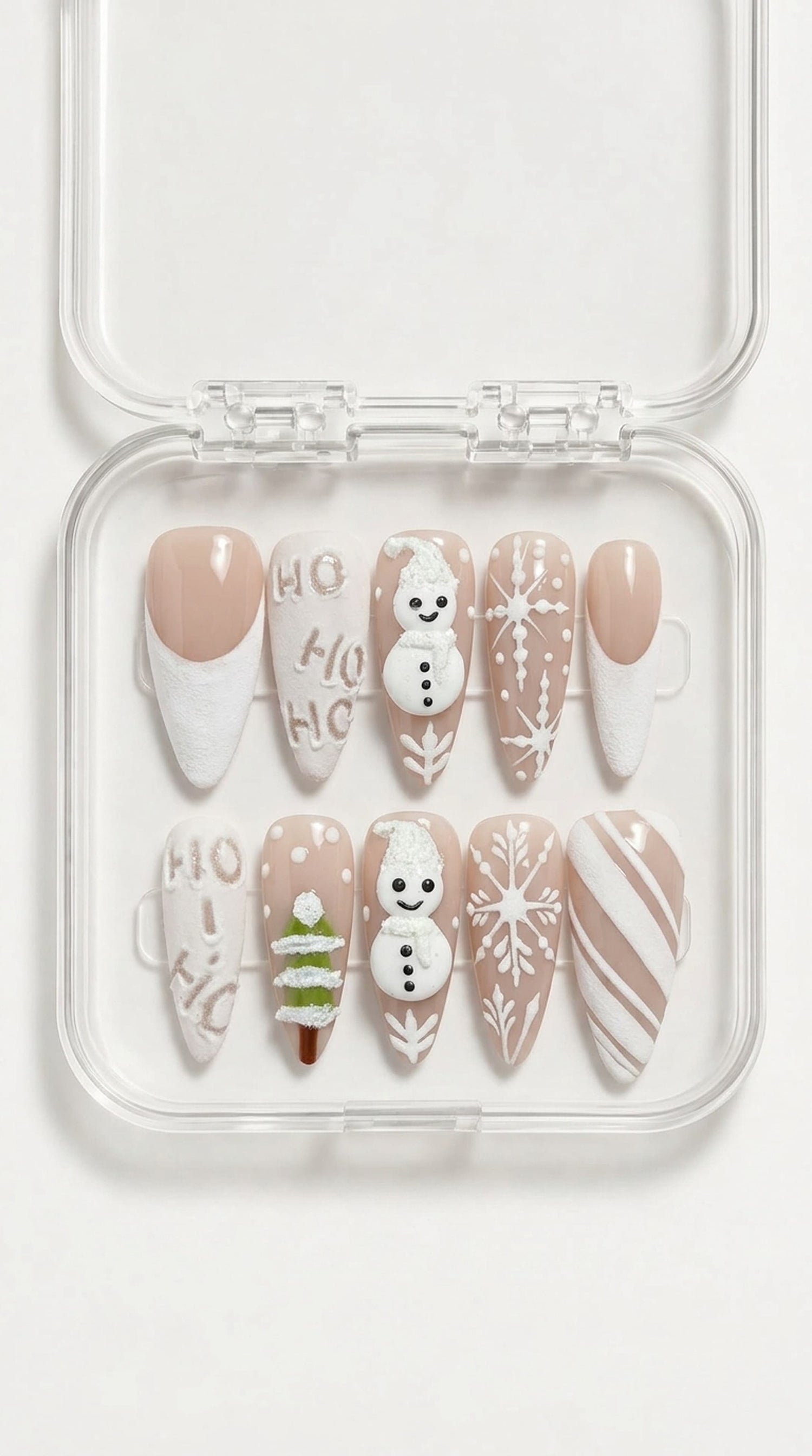 Gingerbread Candy Cane Almond Nails Set
