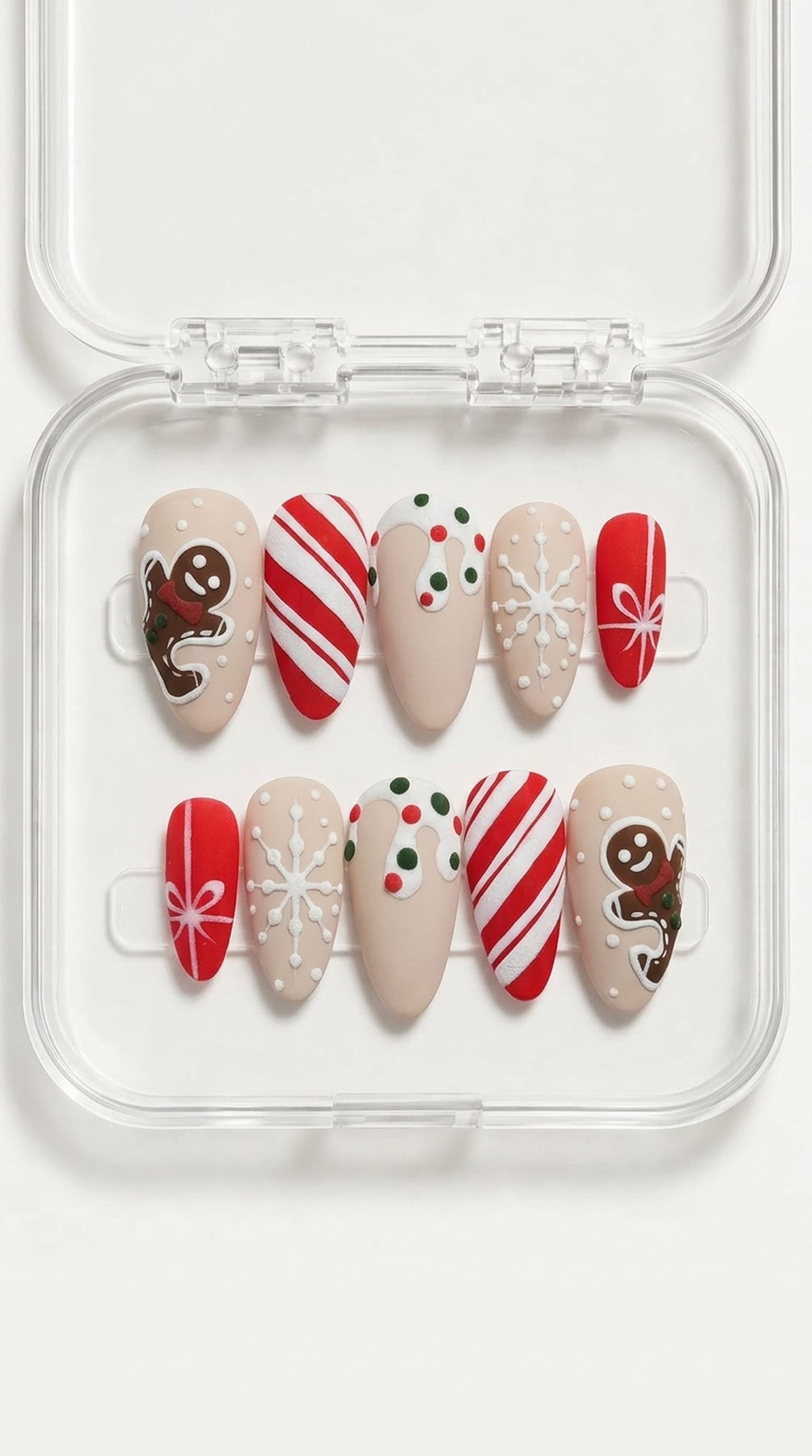 Red Snowflake Glitter Coffin Press-On Nails