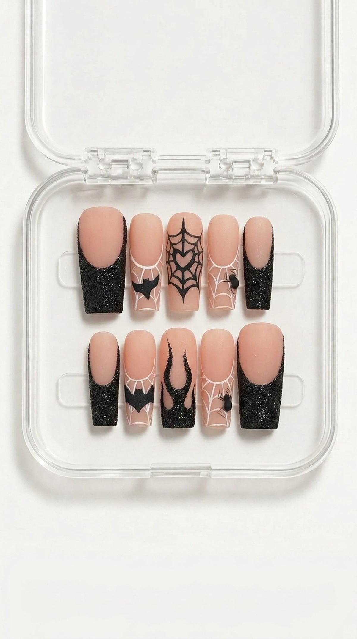 Black Glitter Halloween Coffin Press-On Nails | Muoi