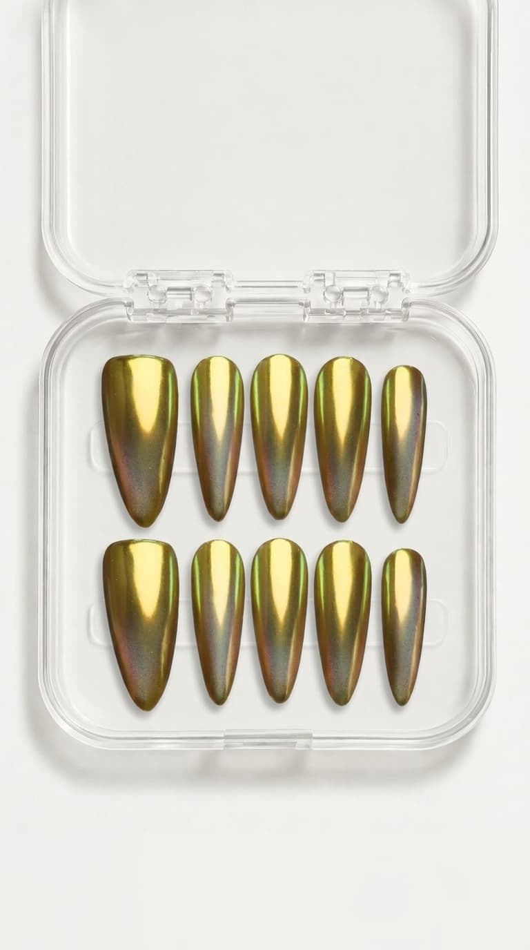 Liquid Gold Chrome Stiletto Nails