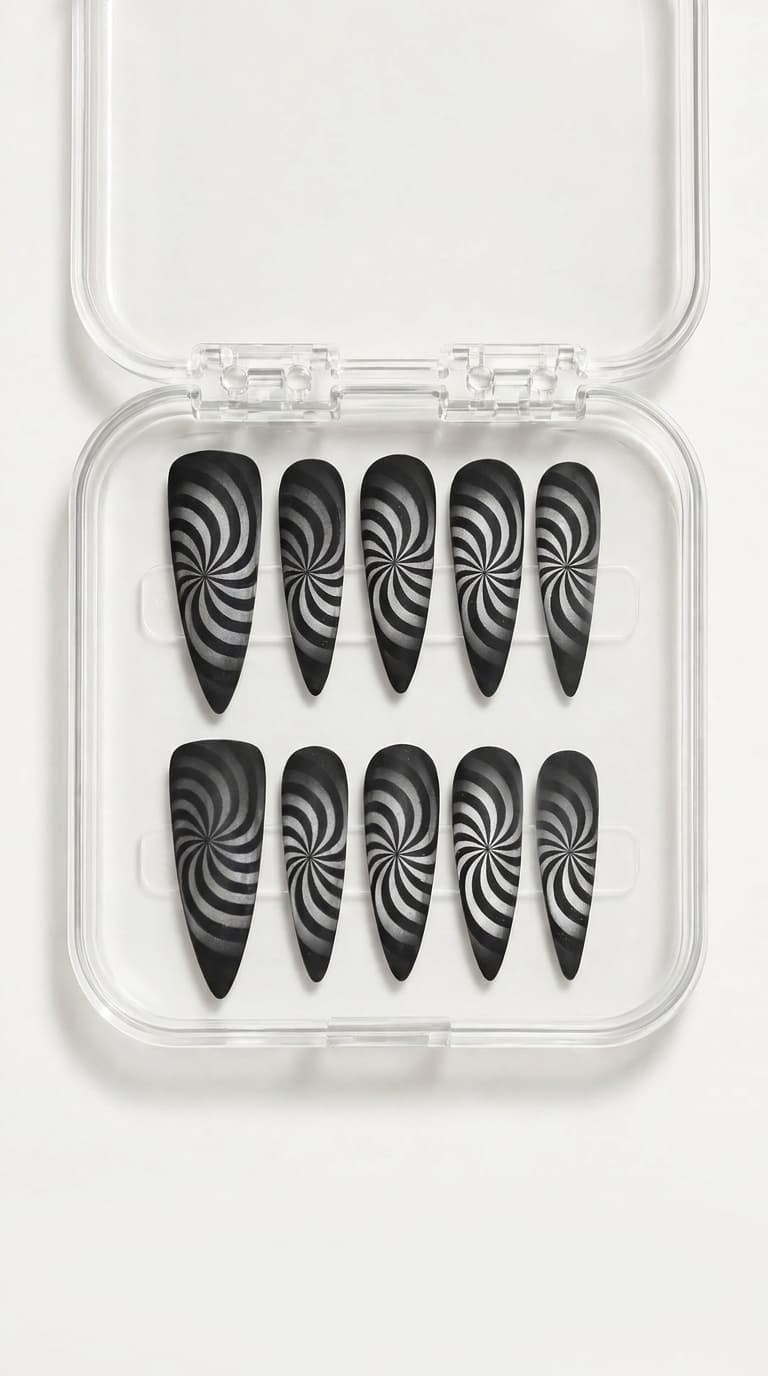 Hypnotic Spiral Stiletto Nails