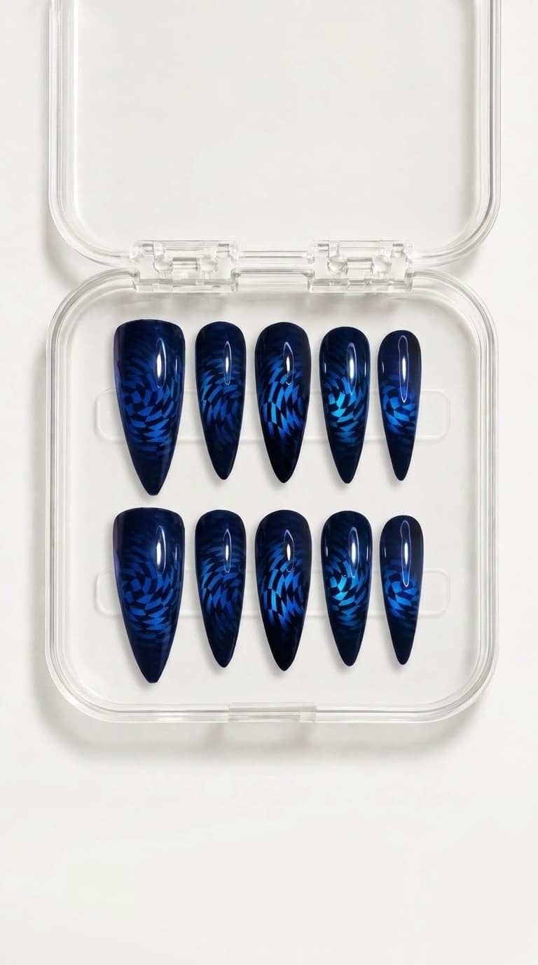 Cosmic Sapphire Cat Eye Nails