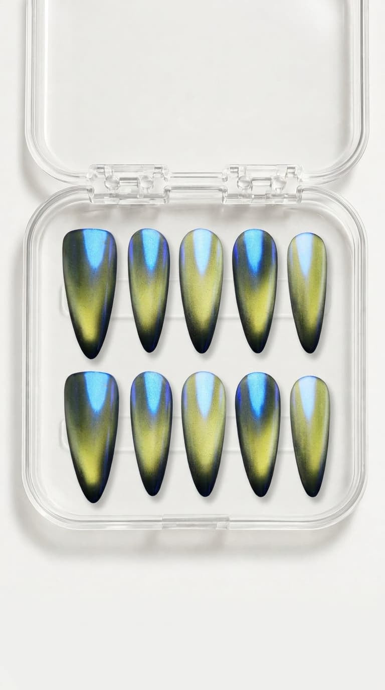 Aurora Eclipse Cat Eye Stiletto Nails