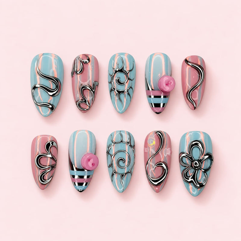 Candy Swirl Almond Press-On Nails | MUOI