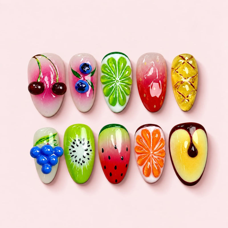 Fruit Stand Short Almond Press-On Nails | MUOI