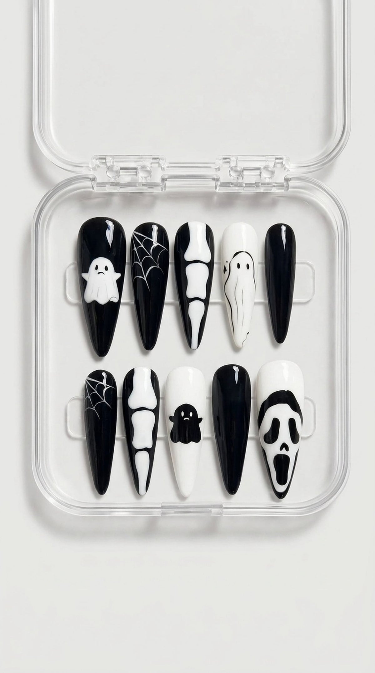 Ghost Halloween Stiletto Press-On Nails | Muoi