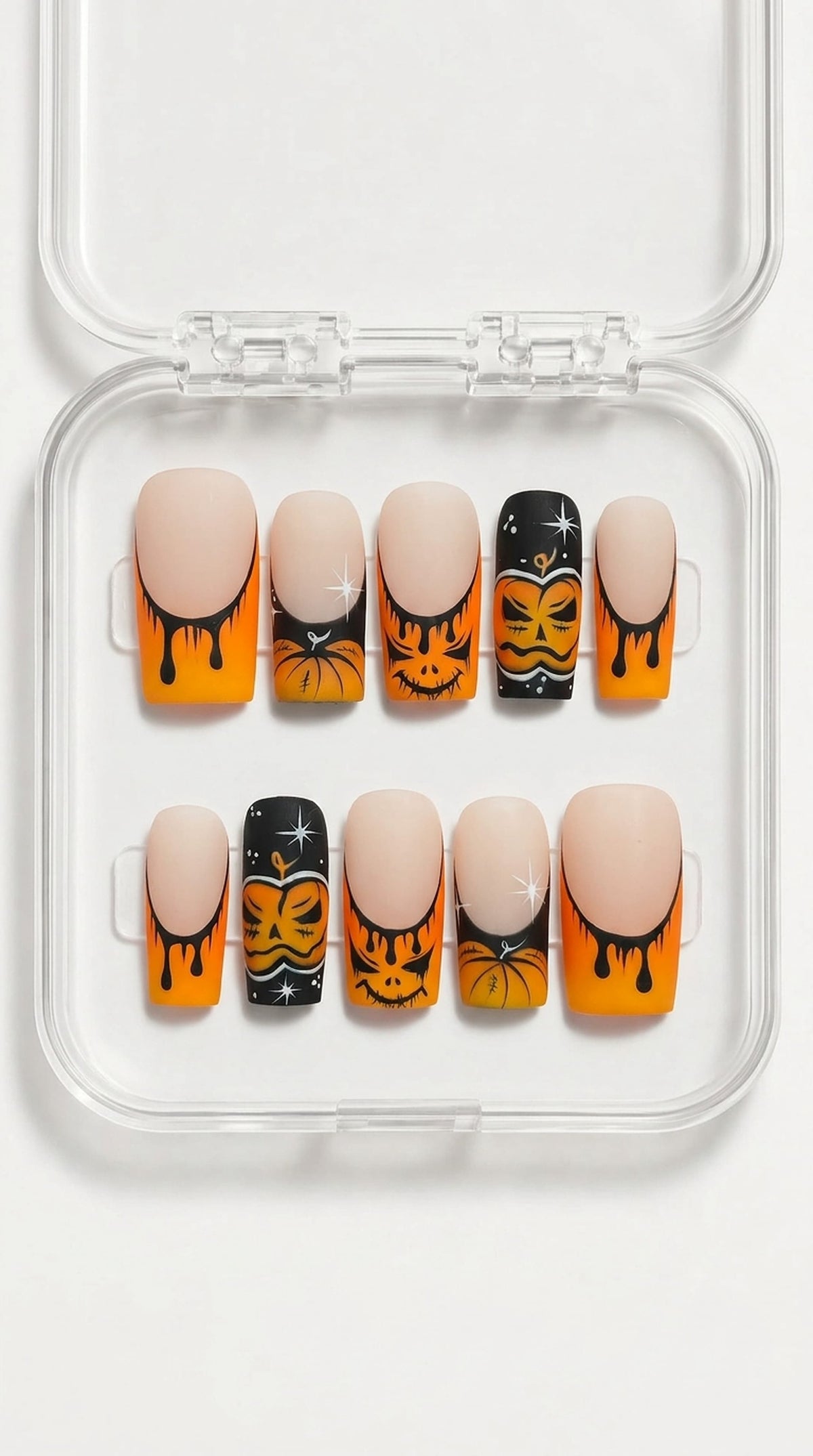 Halloween Pumpkin French Press-On Nails | Custom Fit