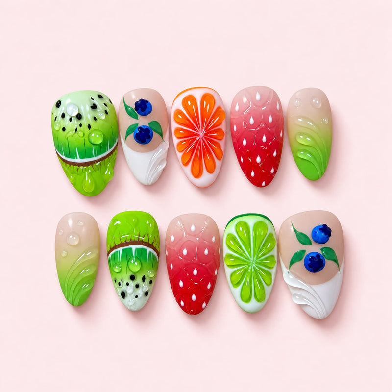 Orchard Slice Short Almond Press-On Nails | MUOI