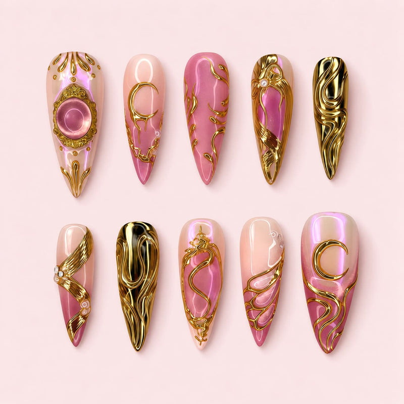 Rose Baroque Stiletto Press-On Nails | MUOI